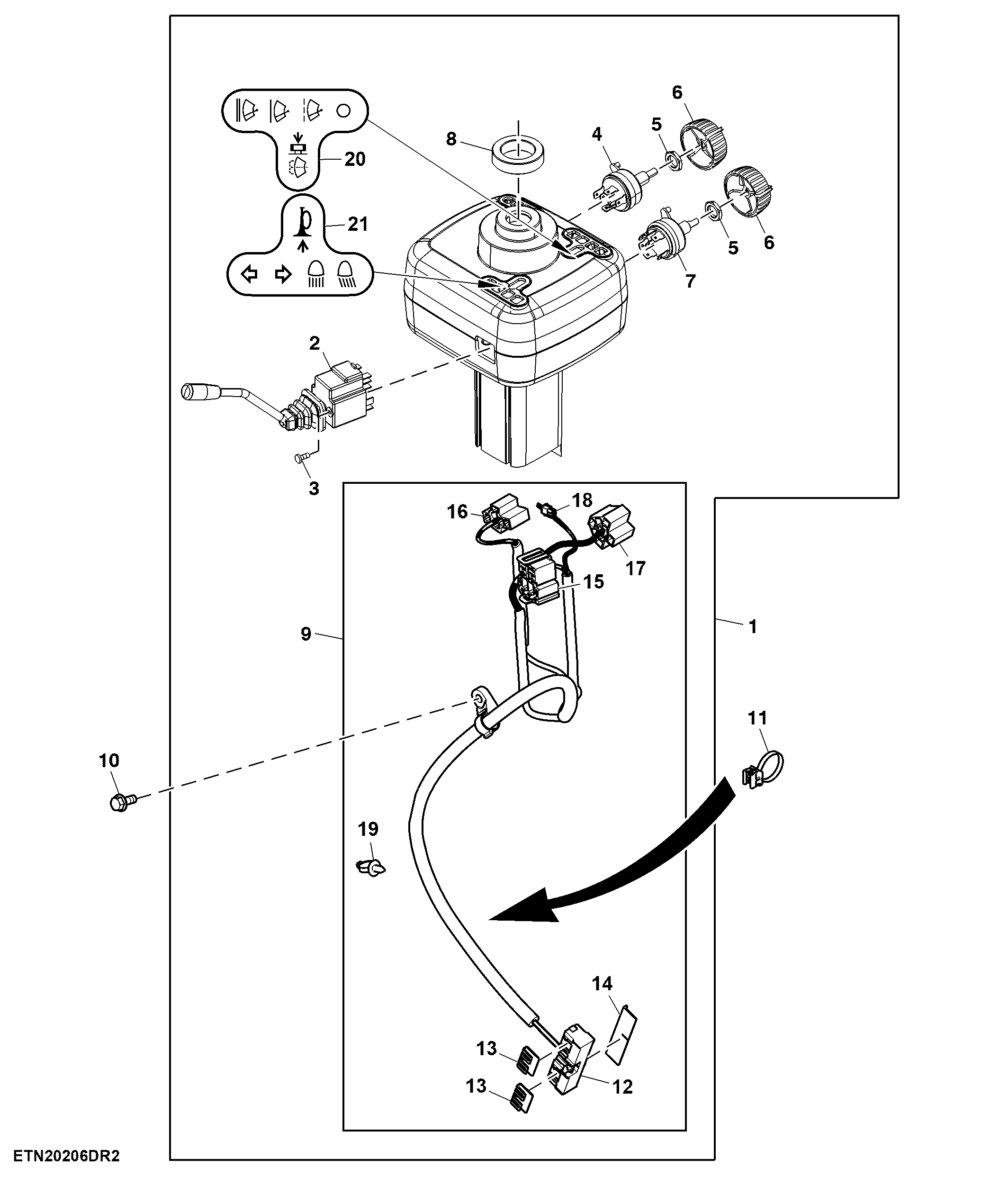 Steering Column Module, W/ RH Reverser, W/ PST or IVT™ ( - 058000)