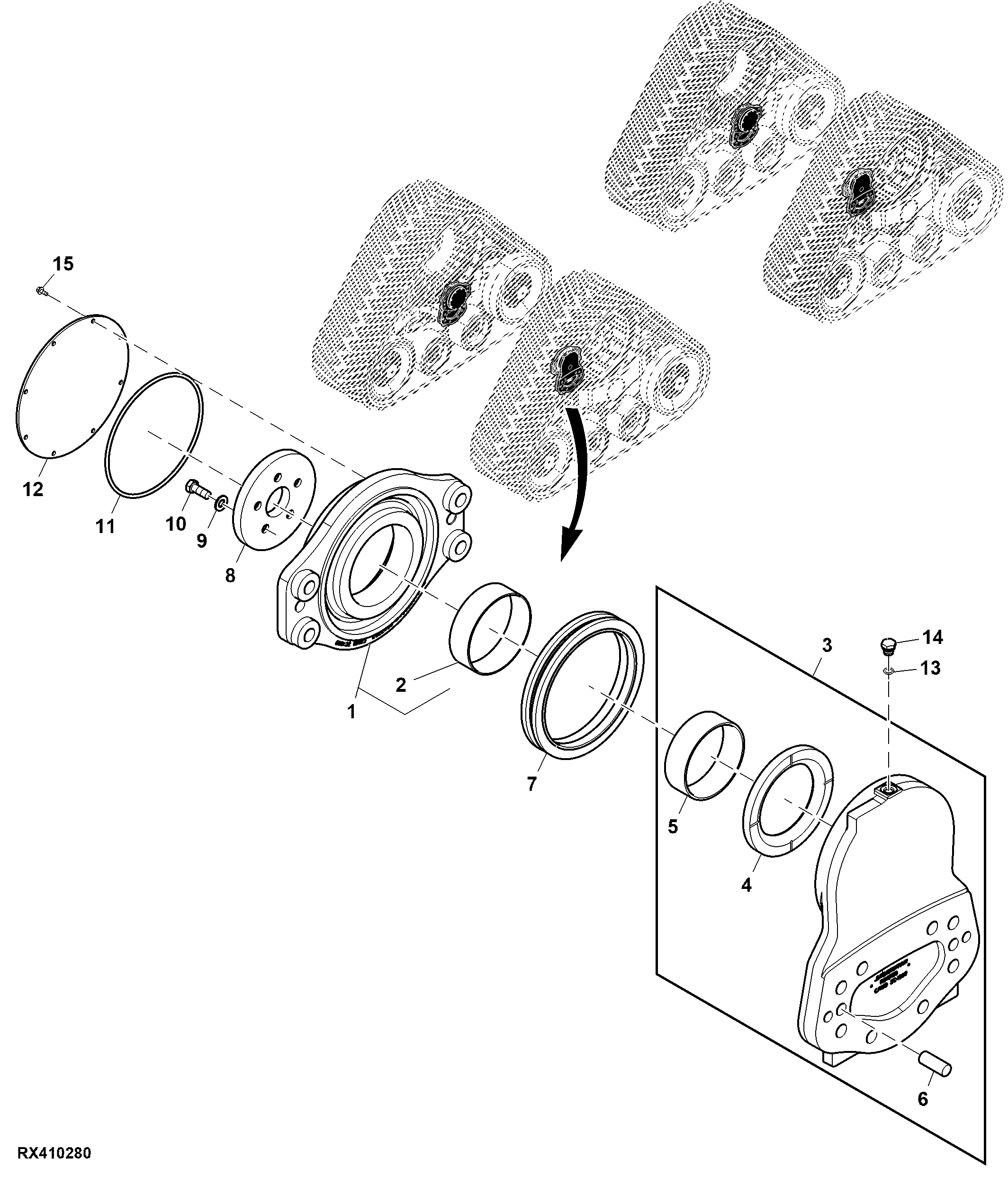 Frame, Pivot Mounting, Wide Undercarriage (Front, LH Illustrated)