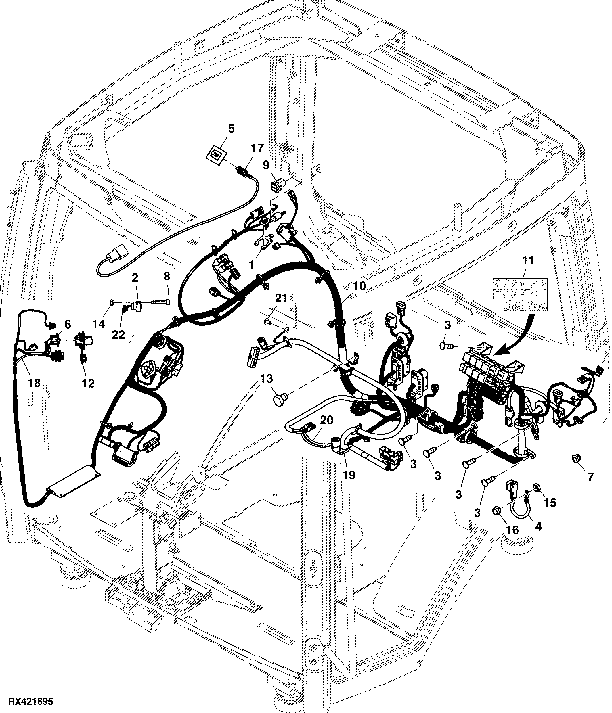 Cab Wiring Harness, Generation 4 CommandCenter™ 4100 Processor (1/3) ( - 058000)
