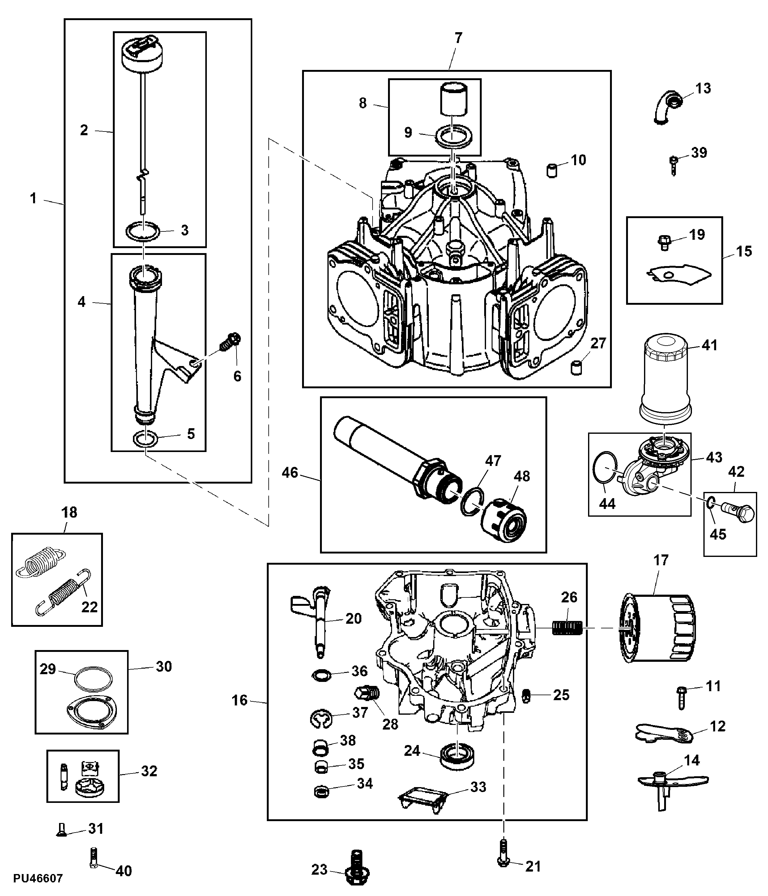 Cylinder Block, Crankcase and Oil Filter (700001 - )