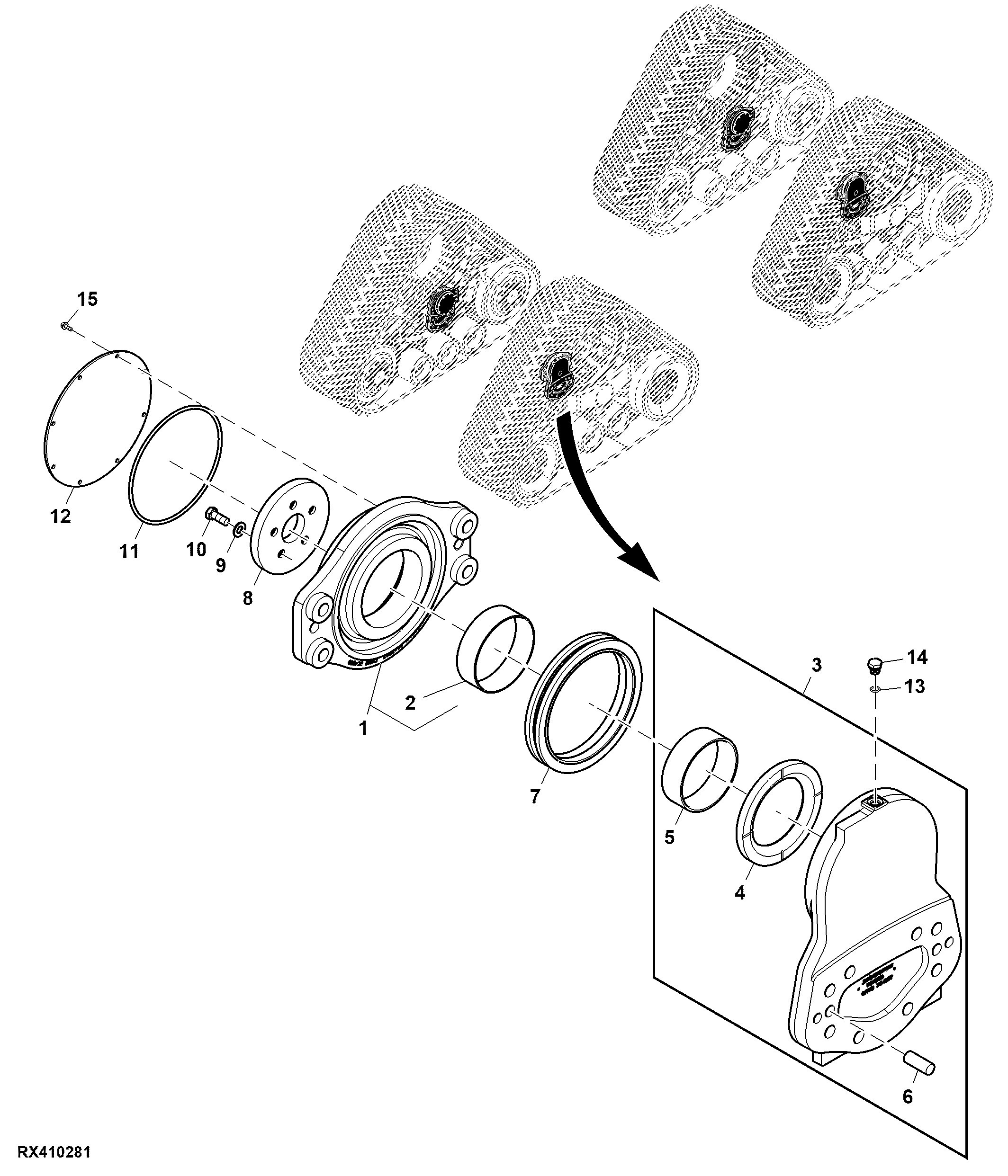 Frame, Pivot Mounting, Narrow Undercarriage (Front, LH Illustrated)