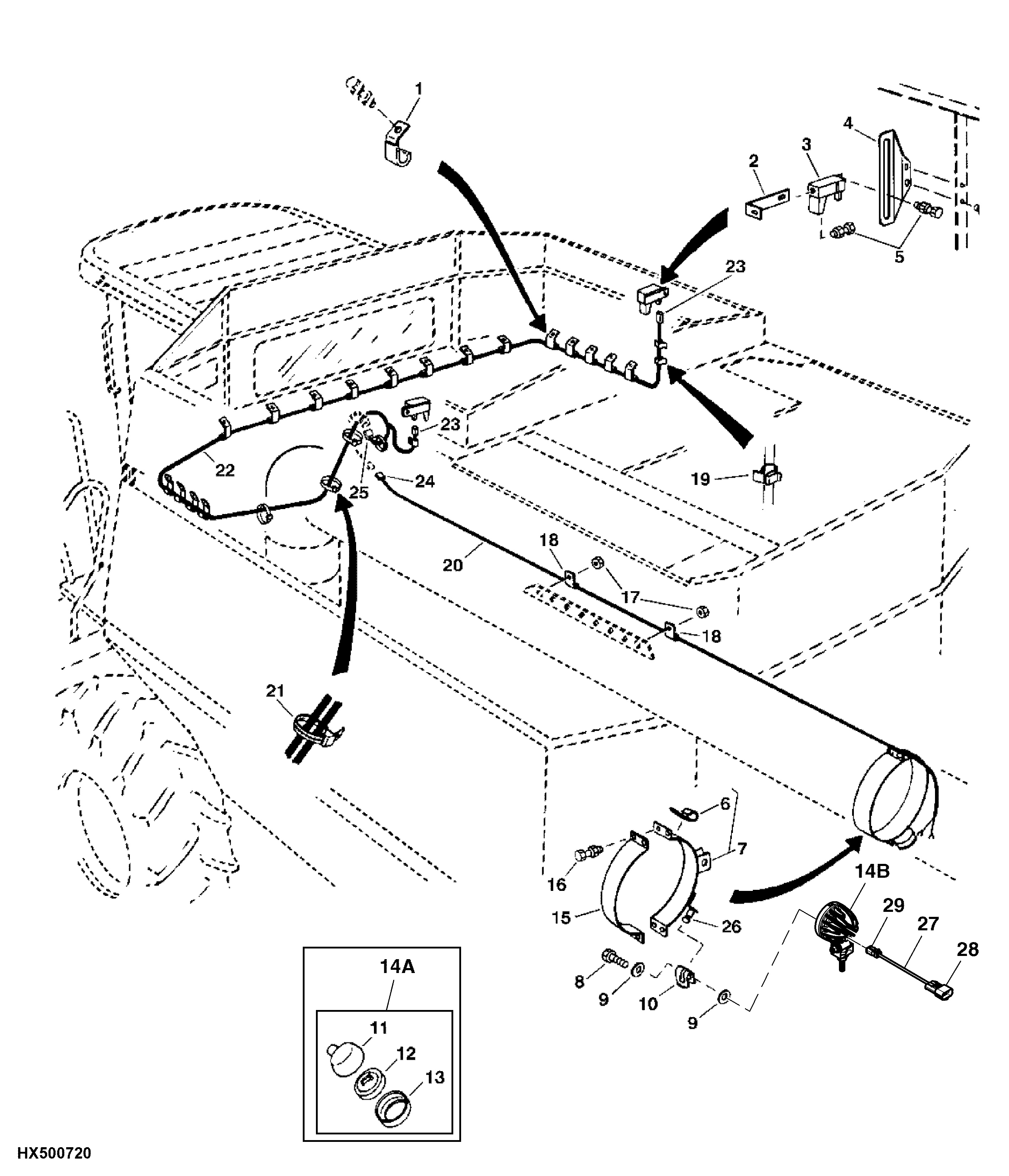 Grain Tank Dual Level Monitor Harness and Unloading Auger Light