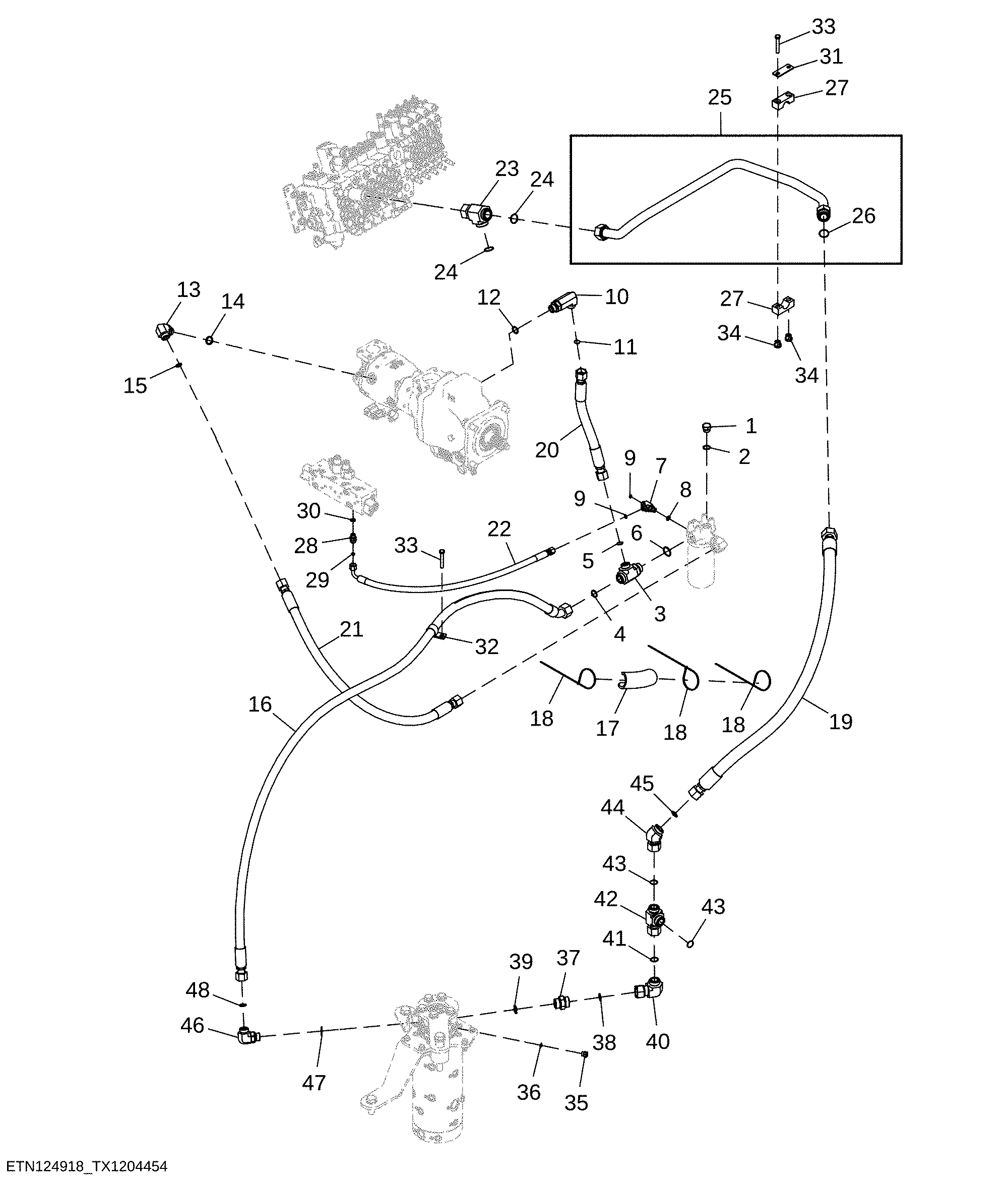Return Plumbing, Mobile Hydraulics, Upper Frame ( - 394055)