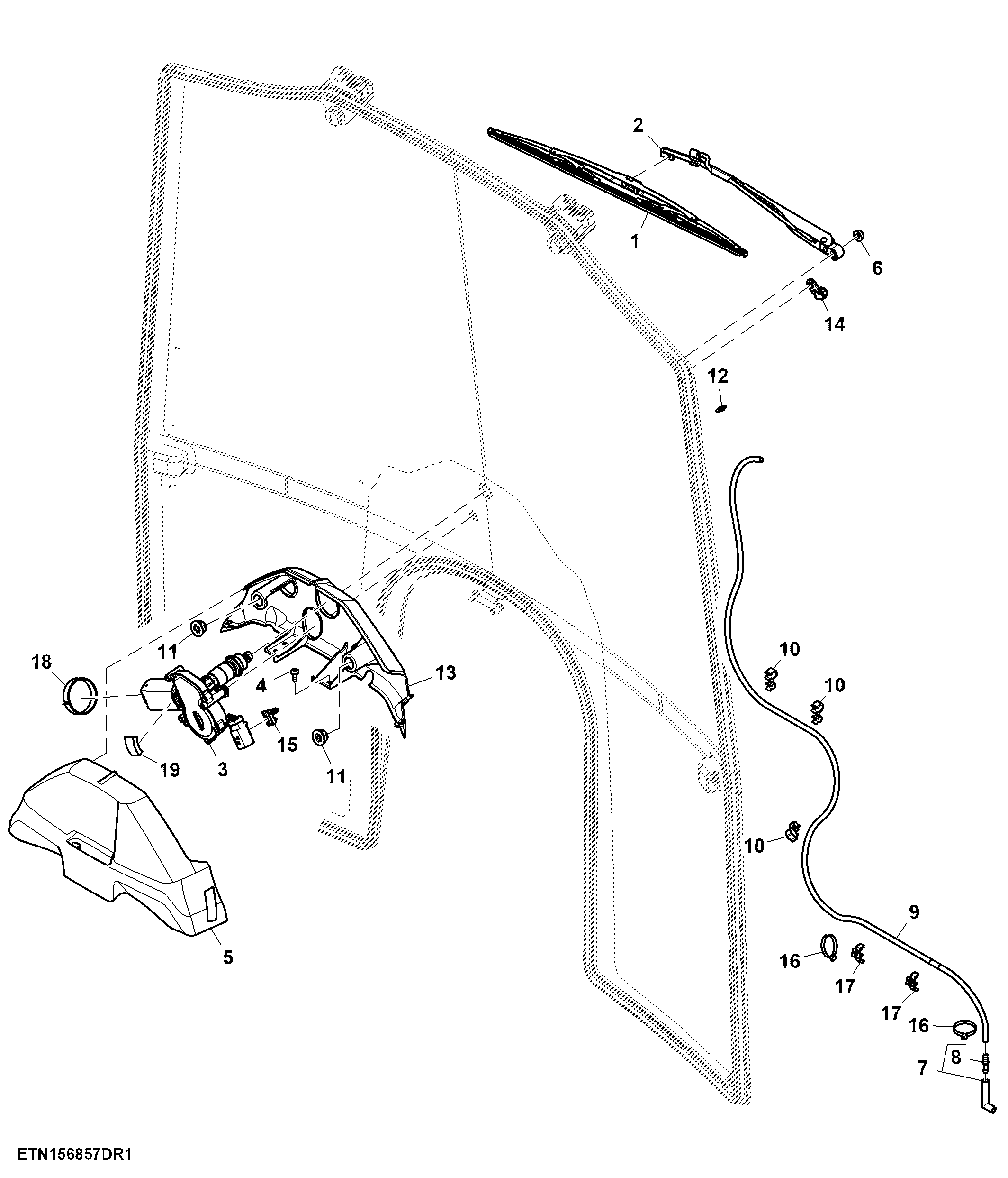 Windshield Wiper, W/ Panorama Windshield, Front