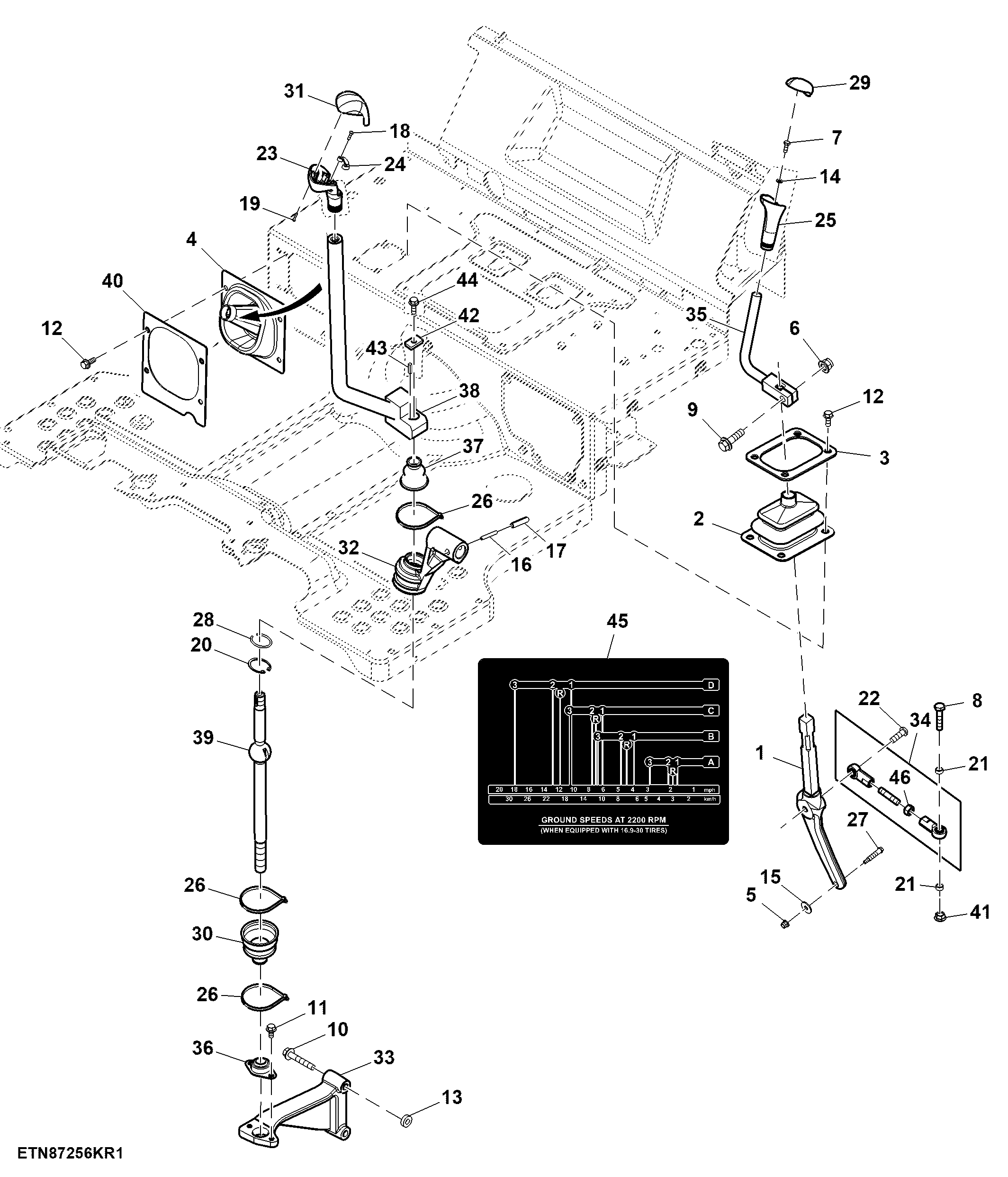 Range and Gear Shift Lever, PowrReverser™, OOS