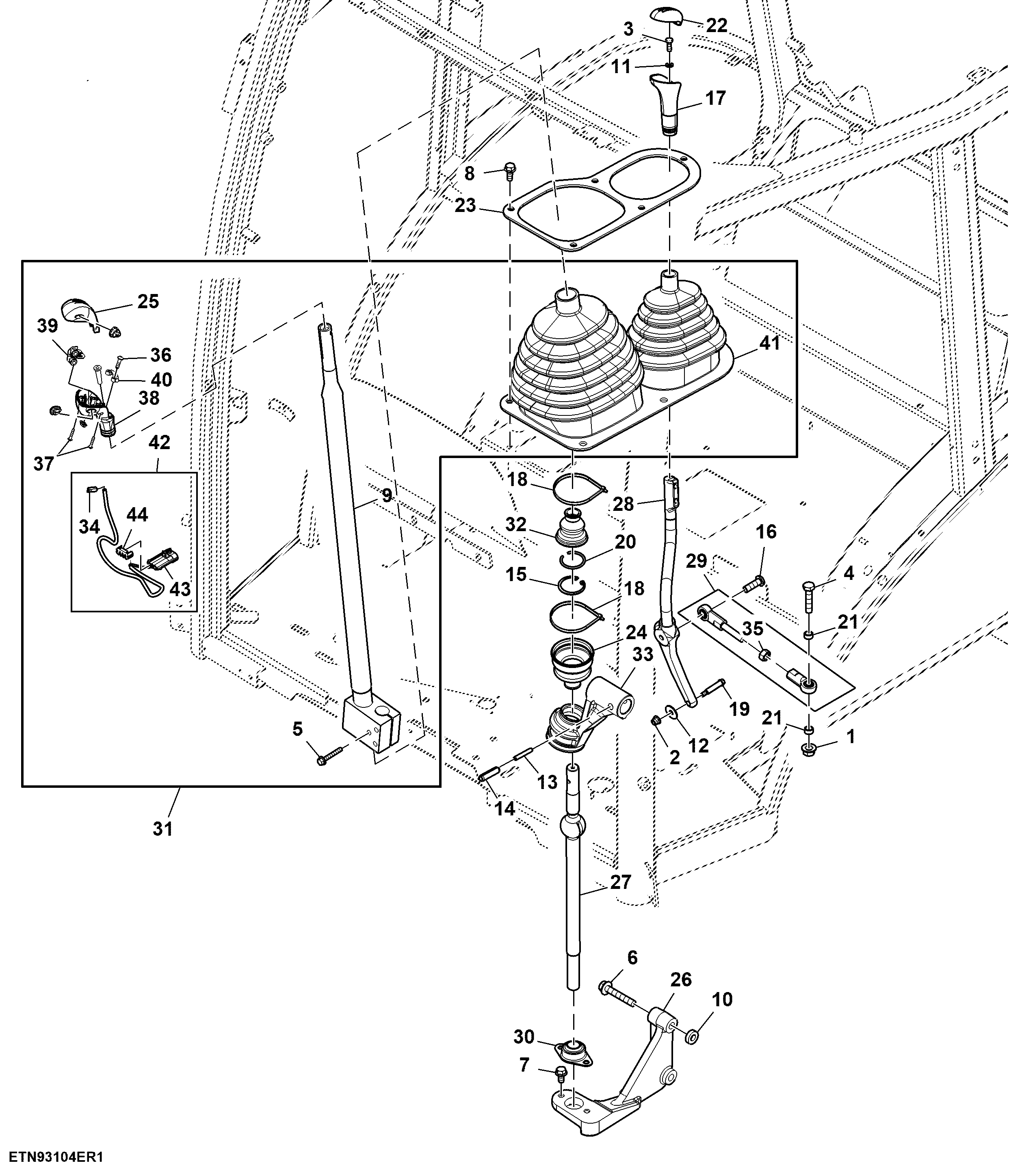 Range and Gear Shift Lever, High / Low, Cab