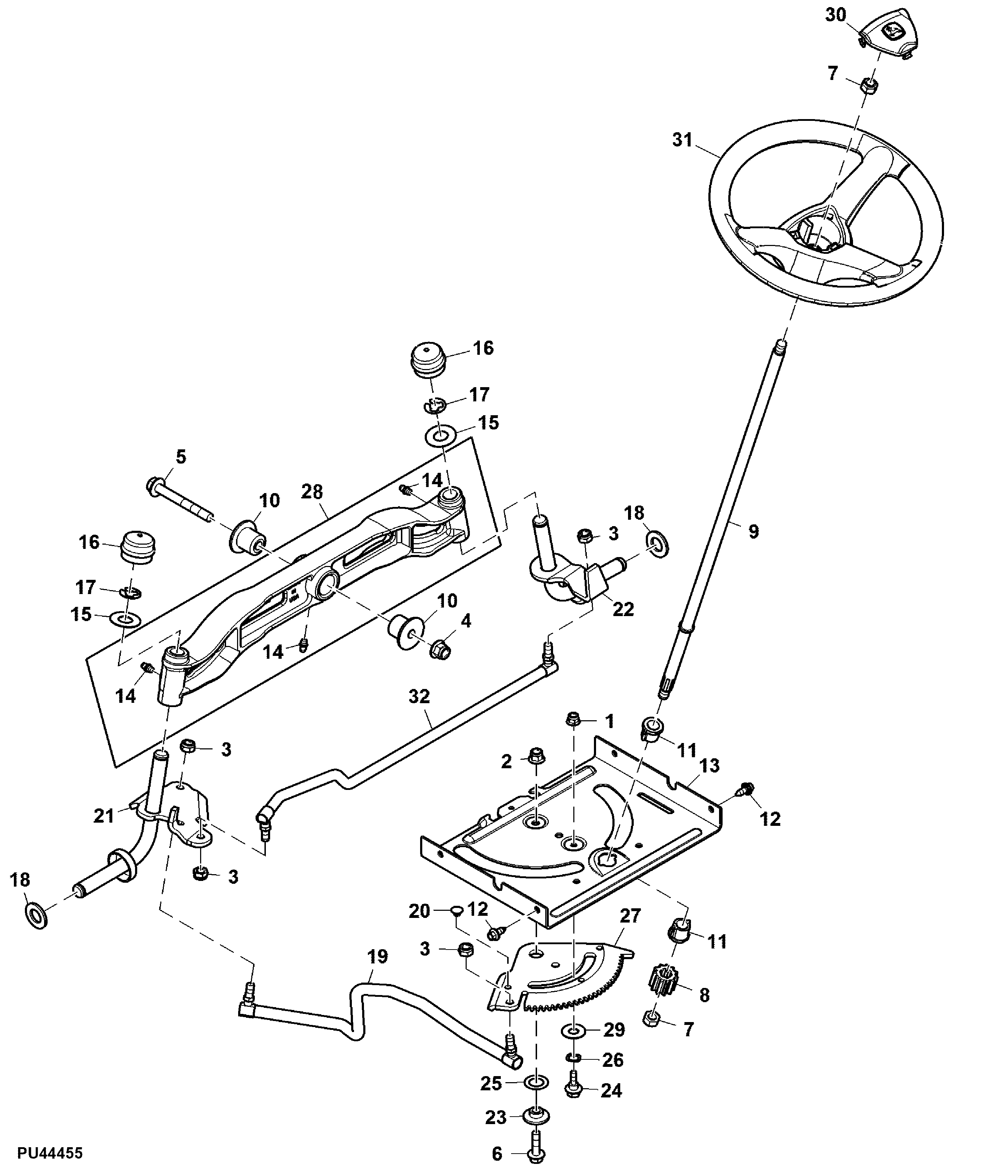 Steering Wheel, Gears, Linkage and Front Axle