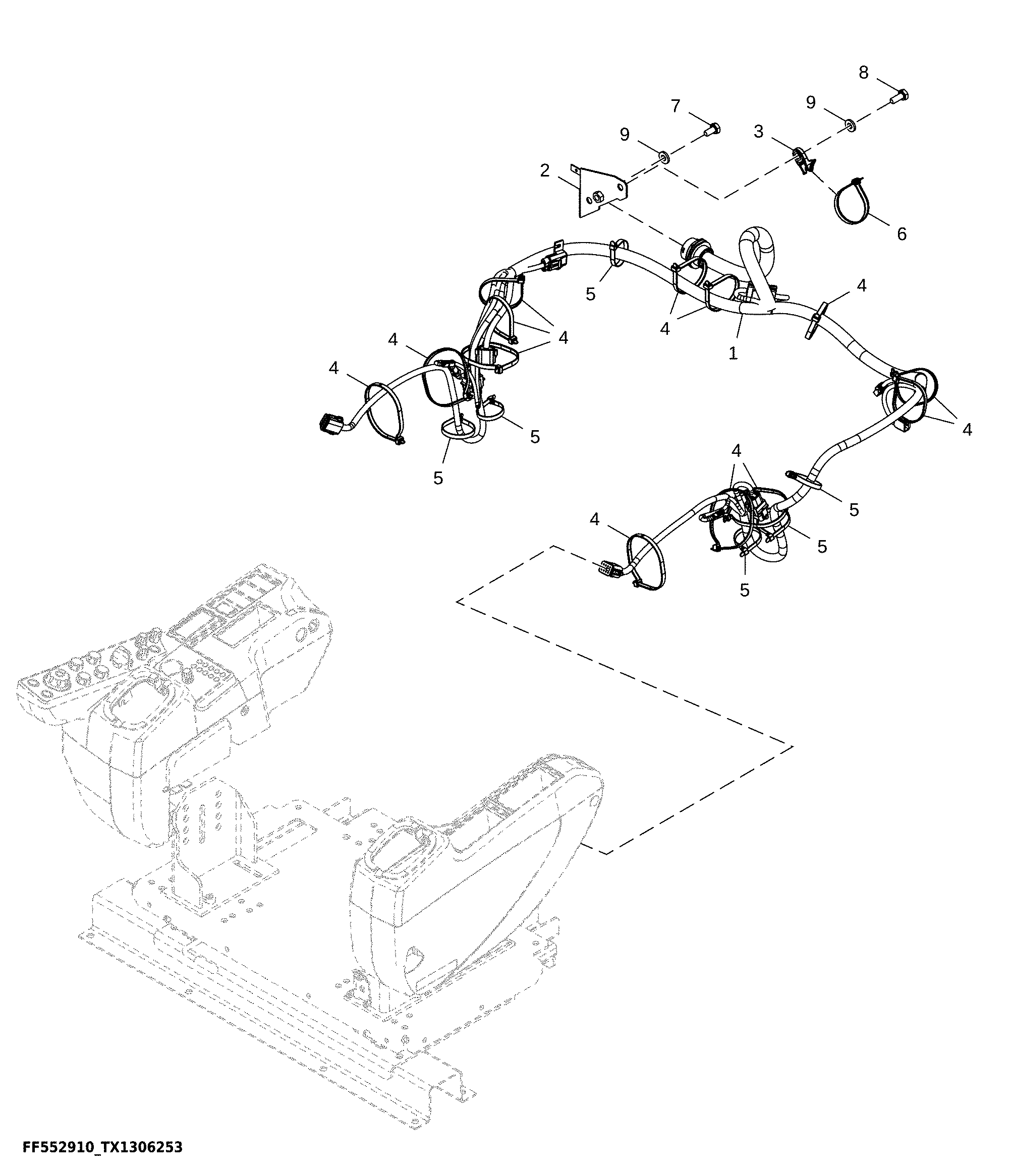 Machine Control Wiring Harness, Cab (528988 - )