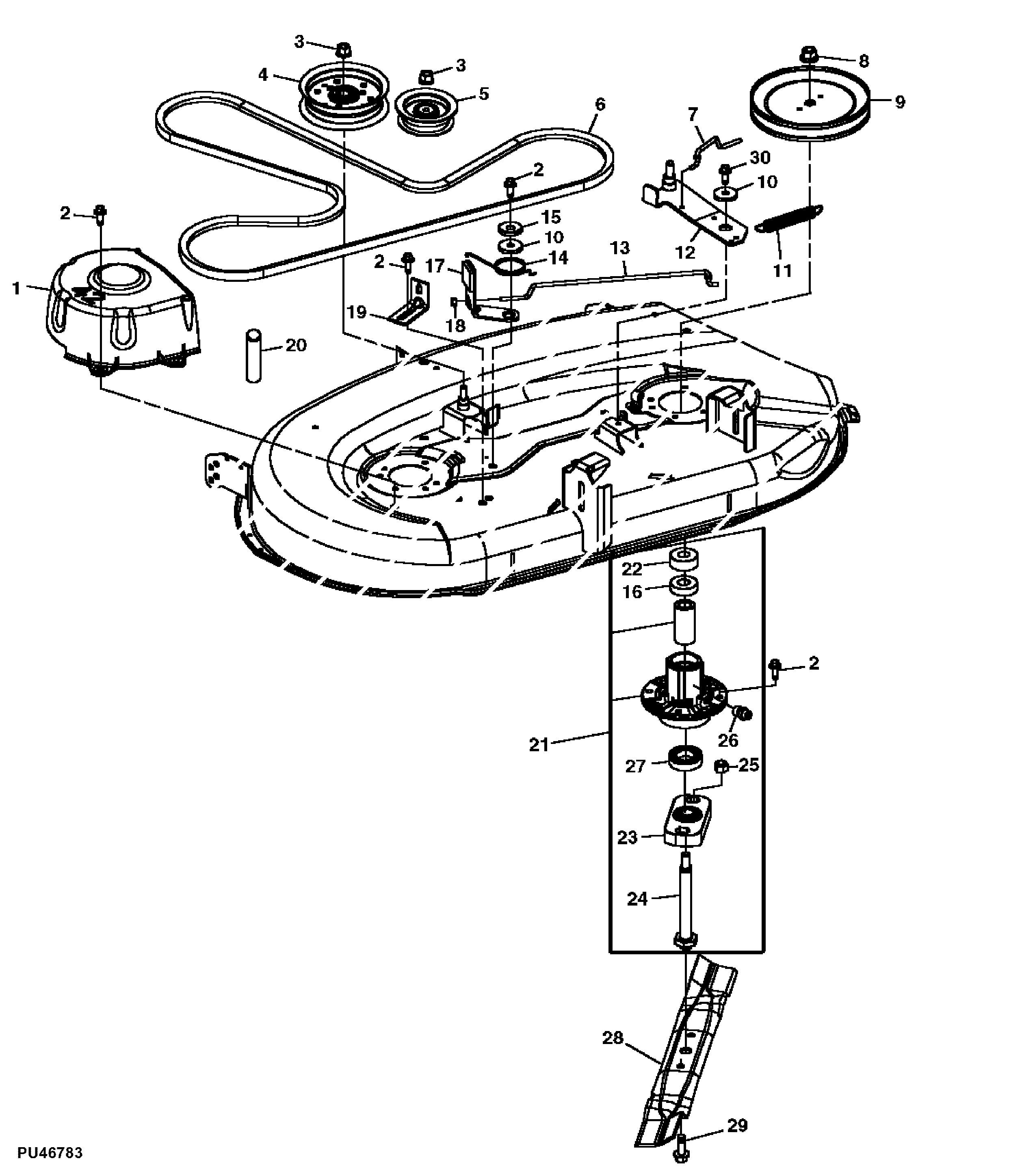 Mower Drive Belt, Sheaves, Spindles and Blades