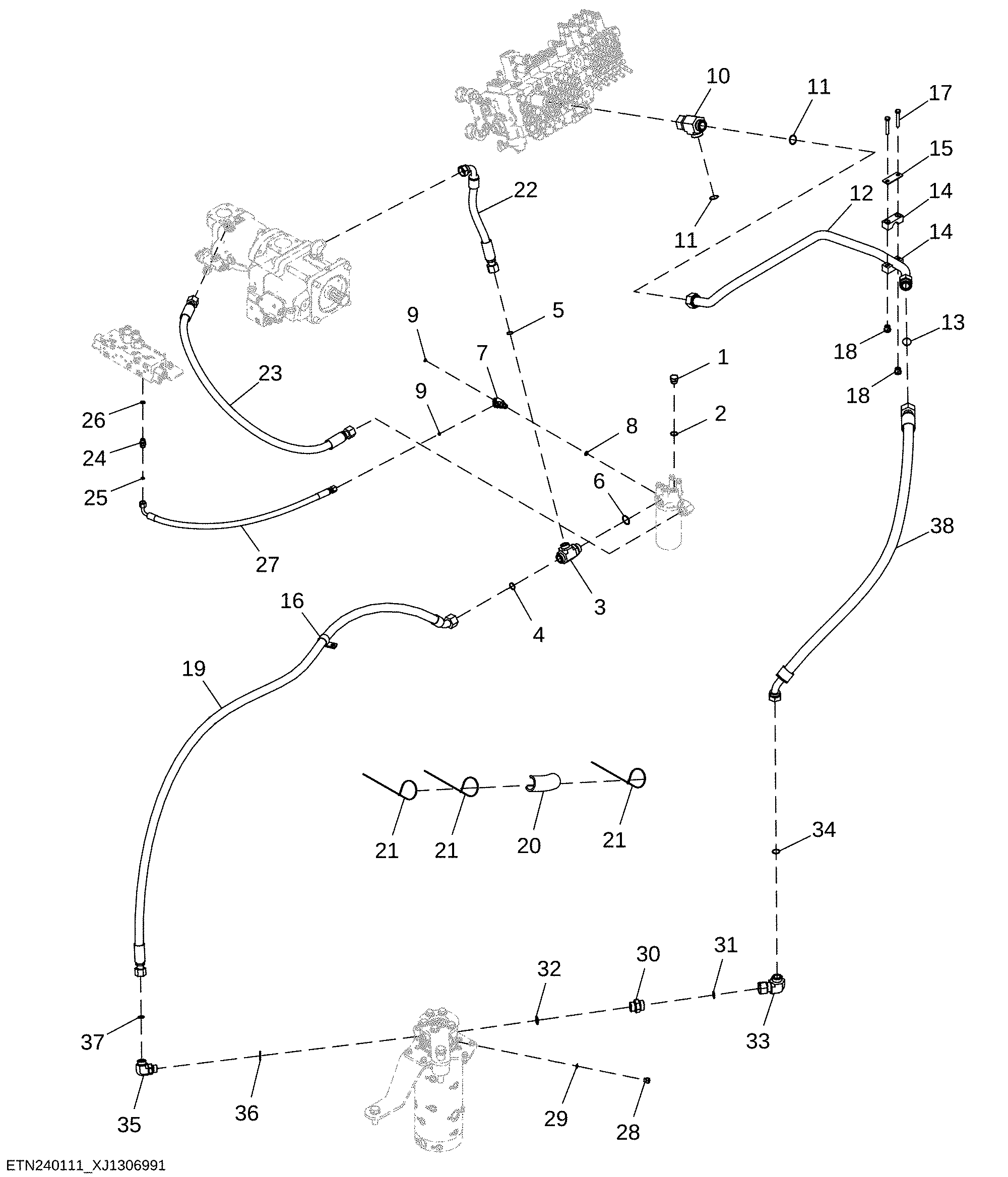Return Plumbing, Mobile Hydraulics, Upper Frame (394056 - )