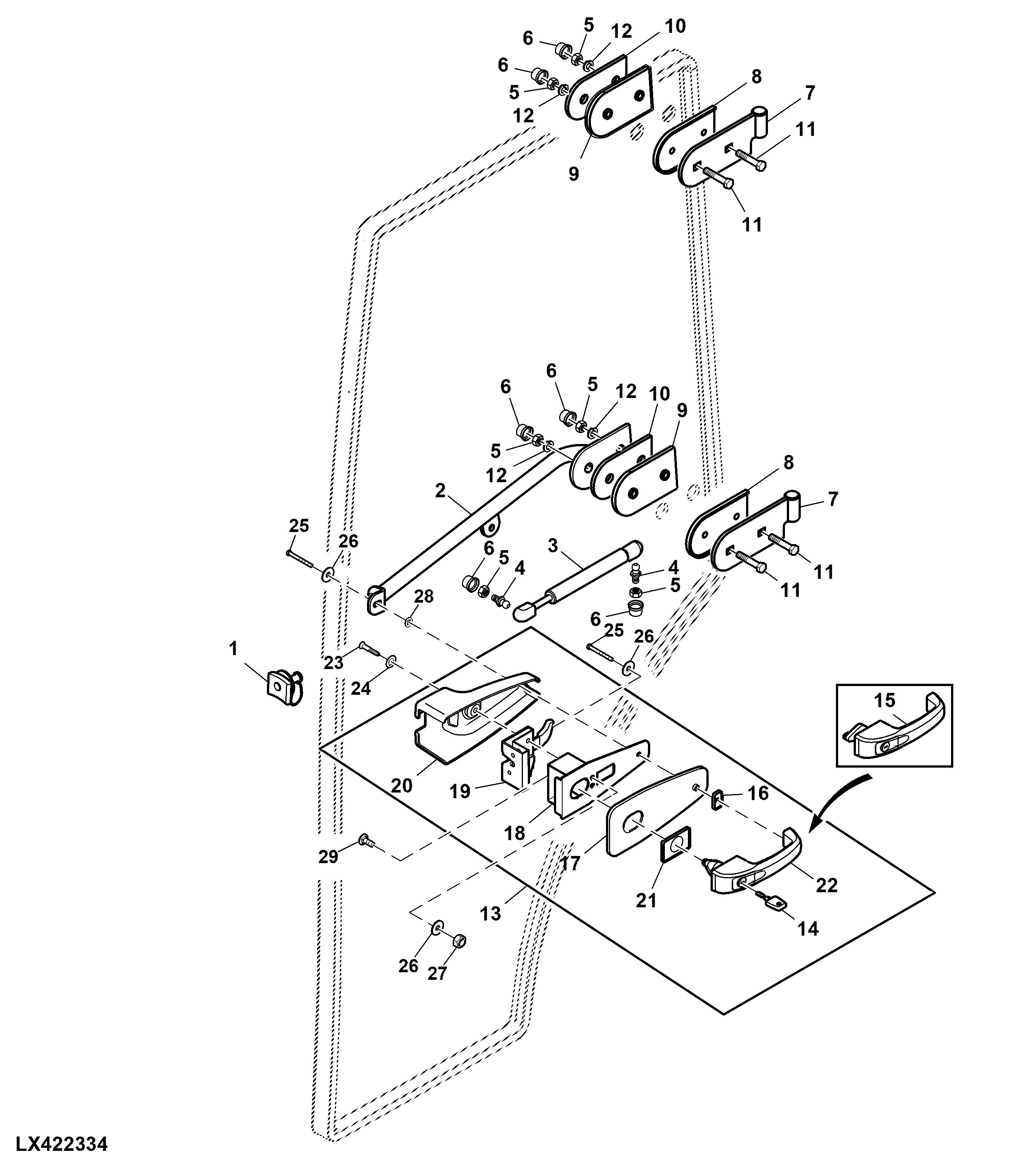 ATTACHING PARTS CAB DOORS - DOOR HANDLE AND LOCK