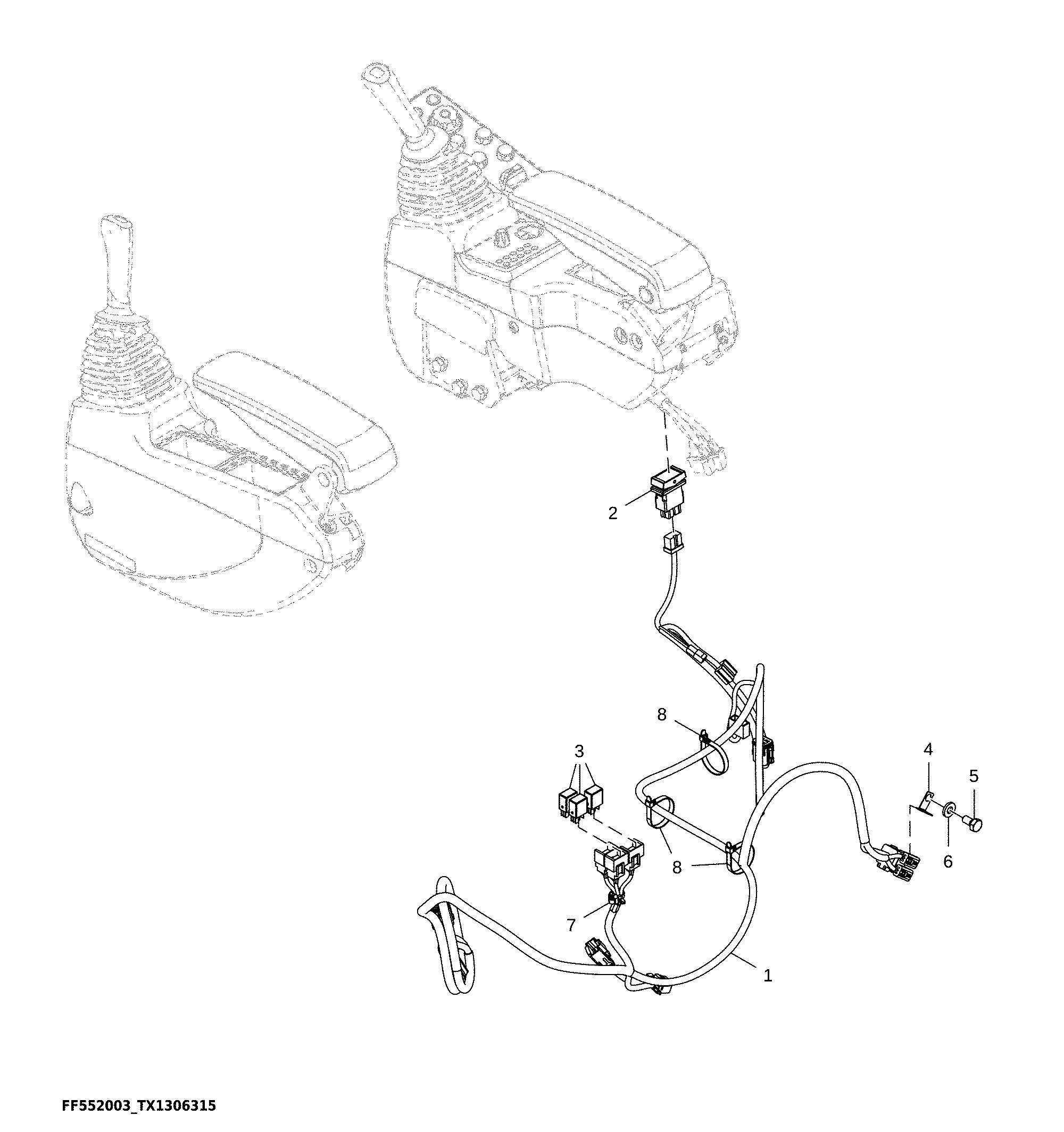 Auxiliary Function Lever (AFL) Switch and Wiring Harness, Machine Control (528988 - )