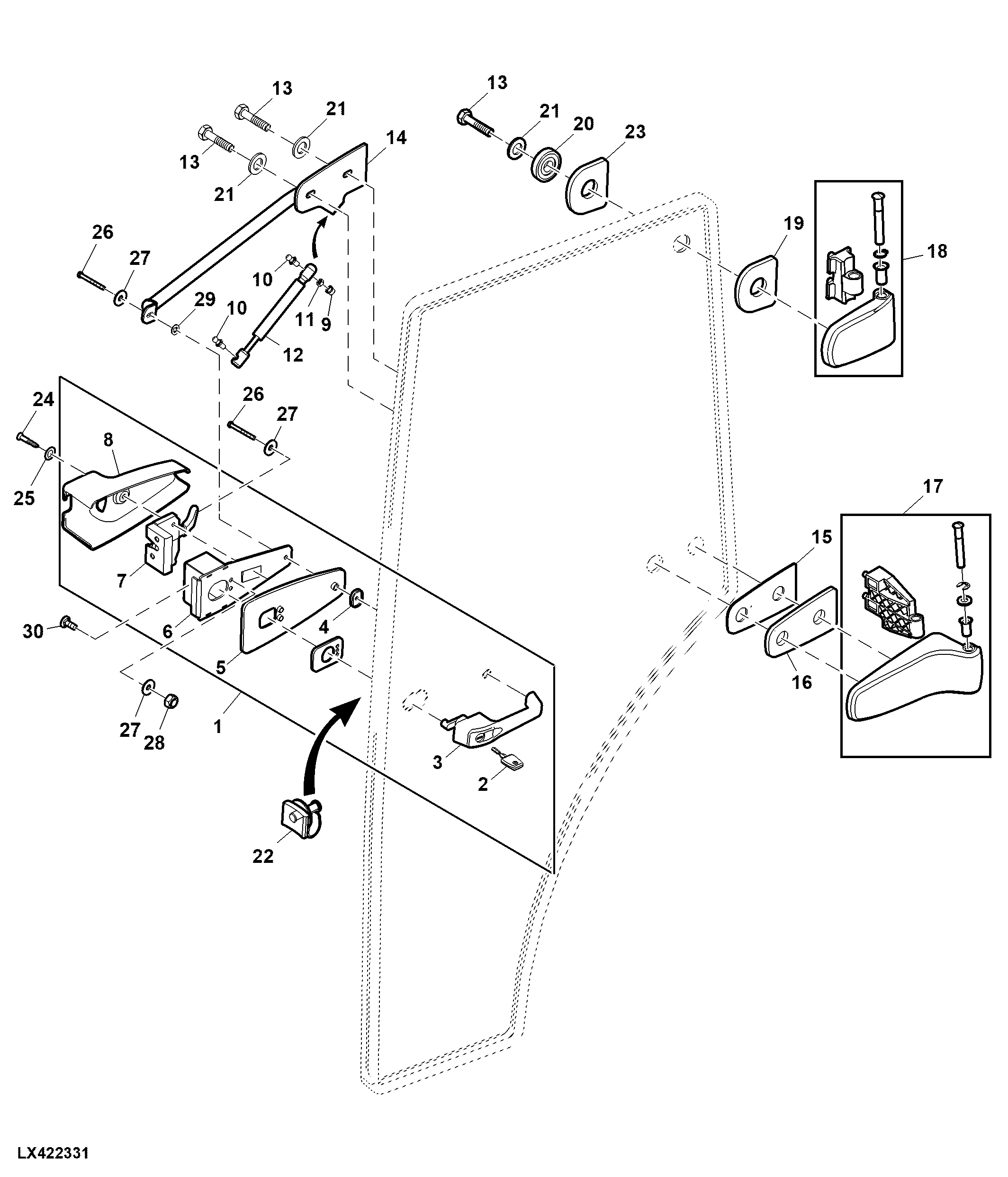 ATTACHING PARTS CAB DOORS, DOOR HANDLE AND LOCK