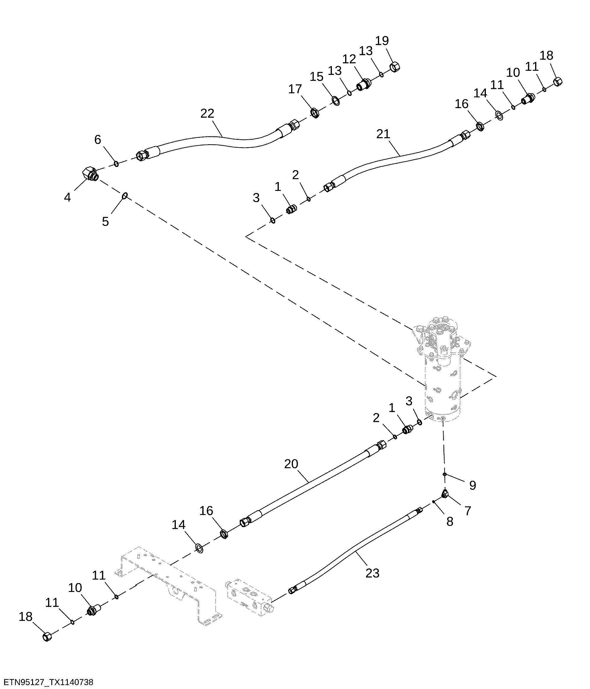 Case Drain Plumbing, Circle Saw with Mobile Hydraulics, Lower Frame