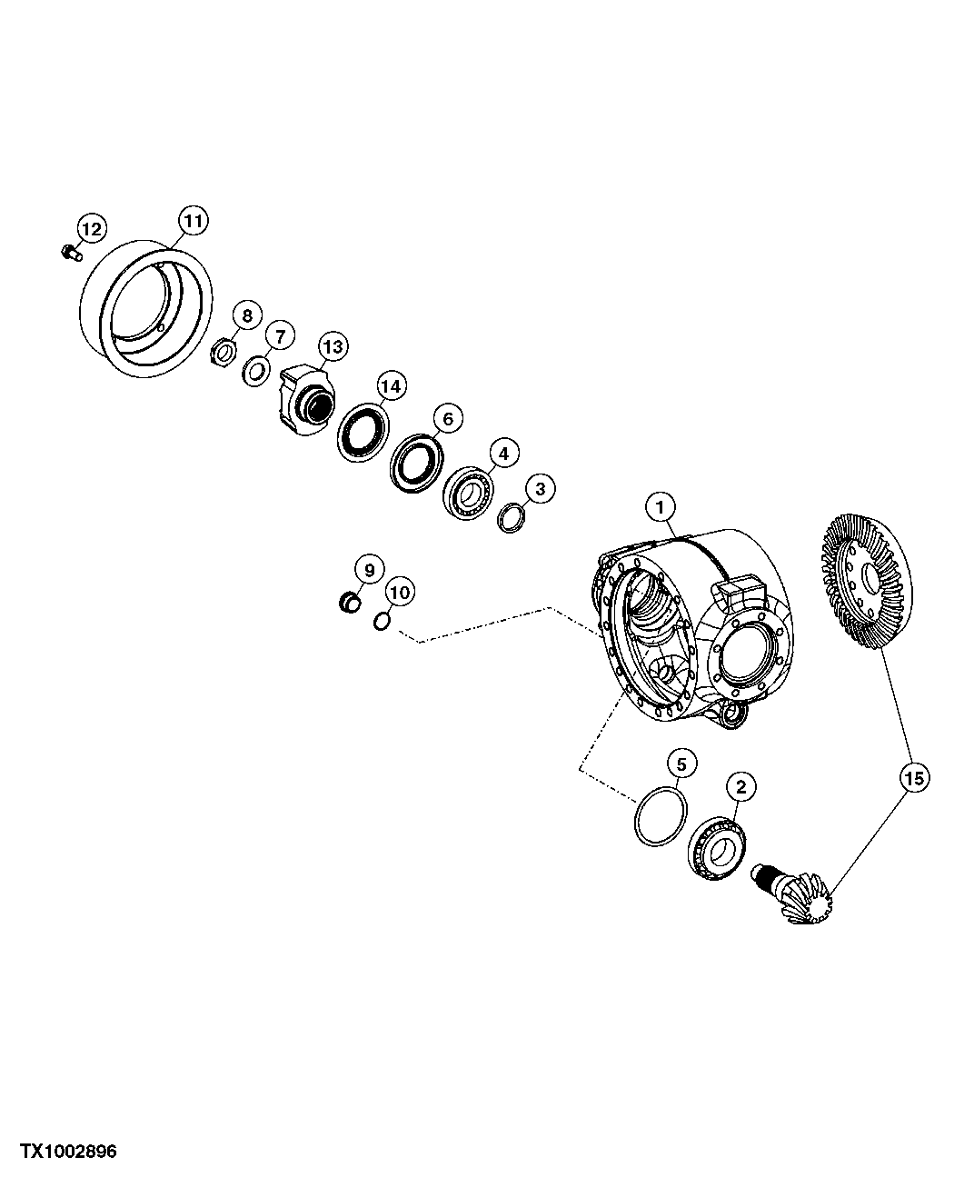 Rear Axle Input Housing, Yoke and Spiral Bevel Gear Set