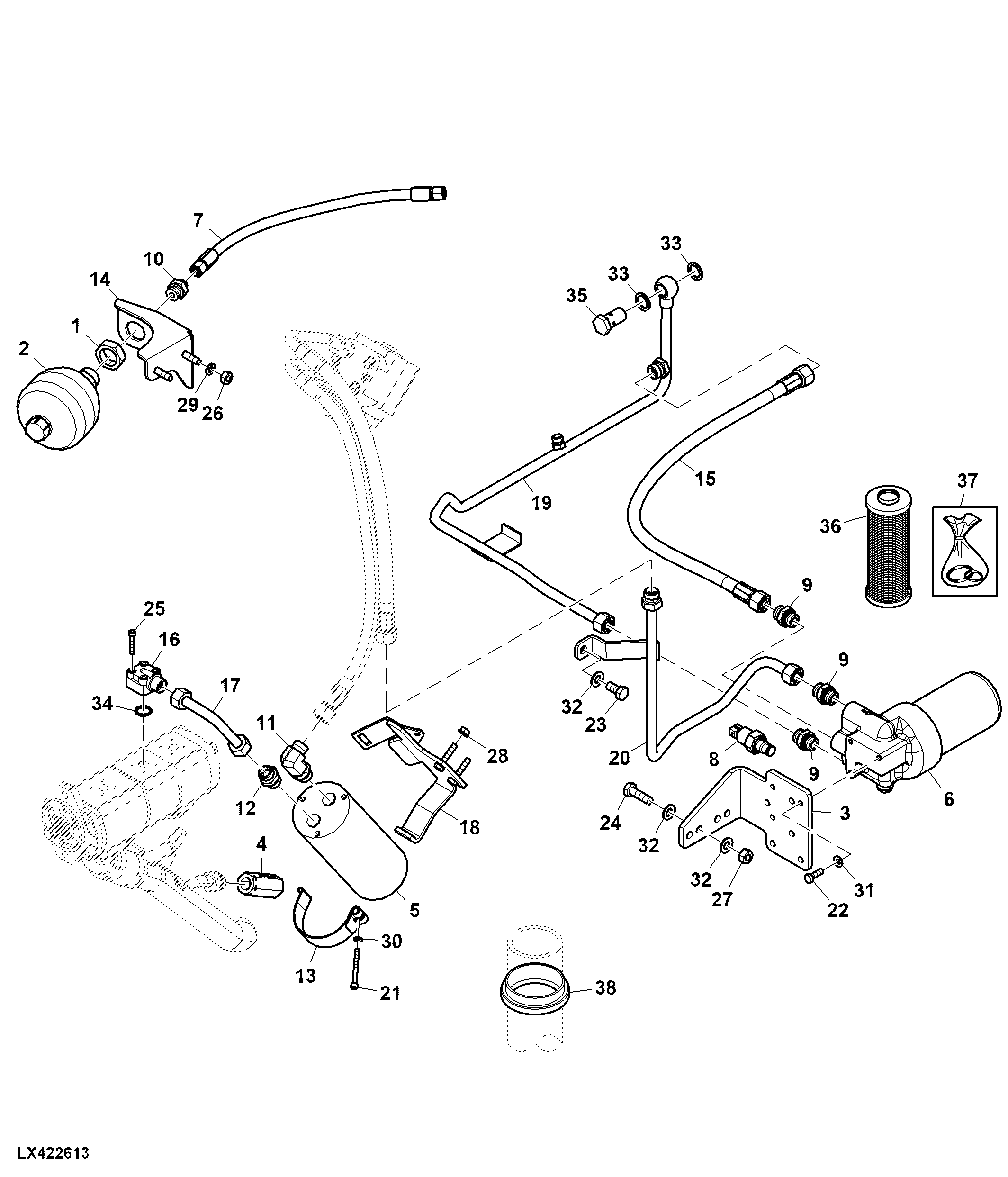 Hydraulic Oil Filter / Lines, W/ Additional Pump ( - x09159)