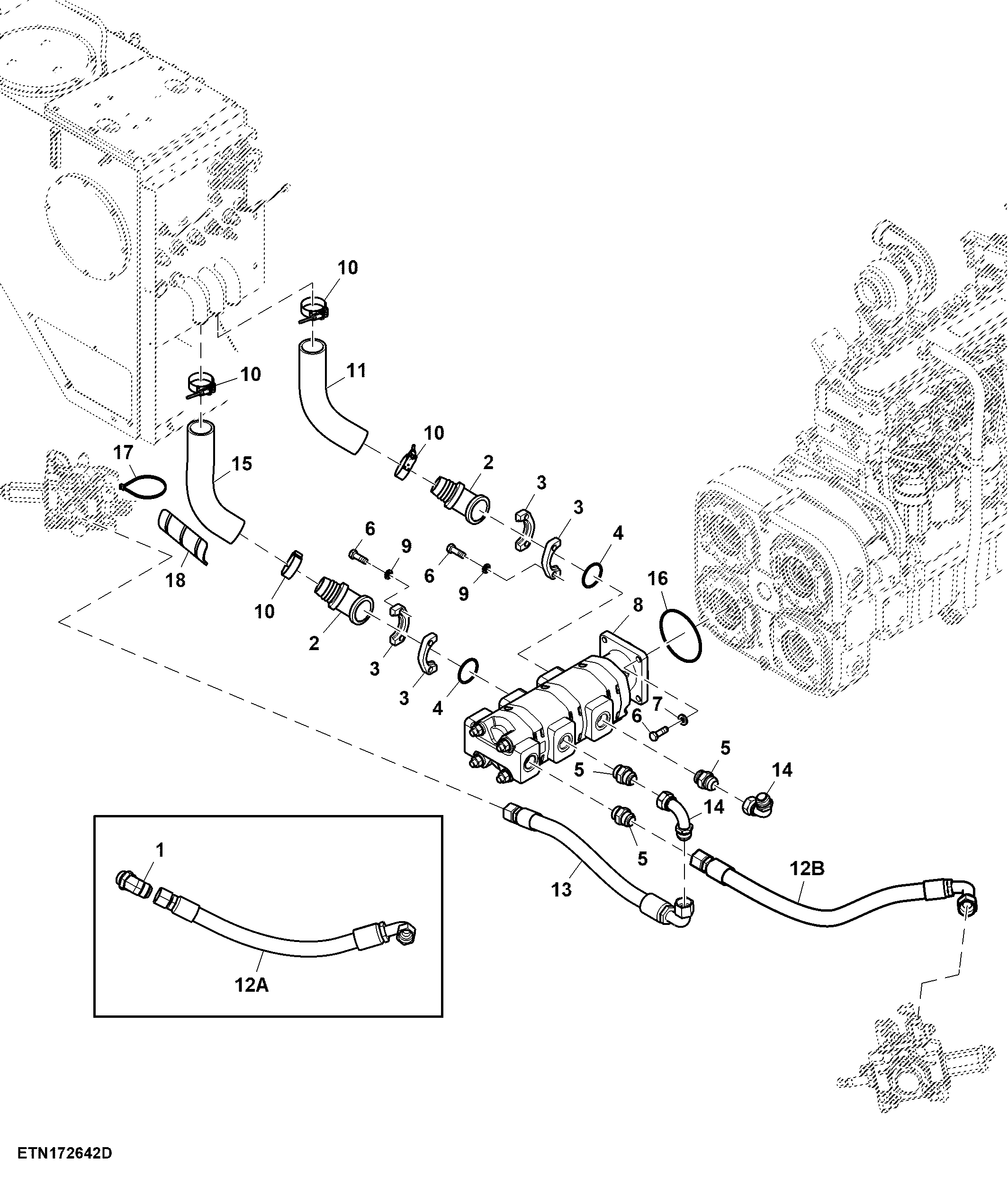 Elevator Drive, Feed Roller, Inner Crop Divider Pump and Lines, High Efficiency (181101 - )
