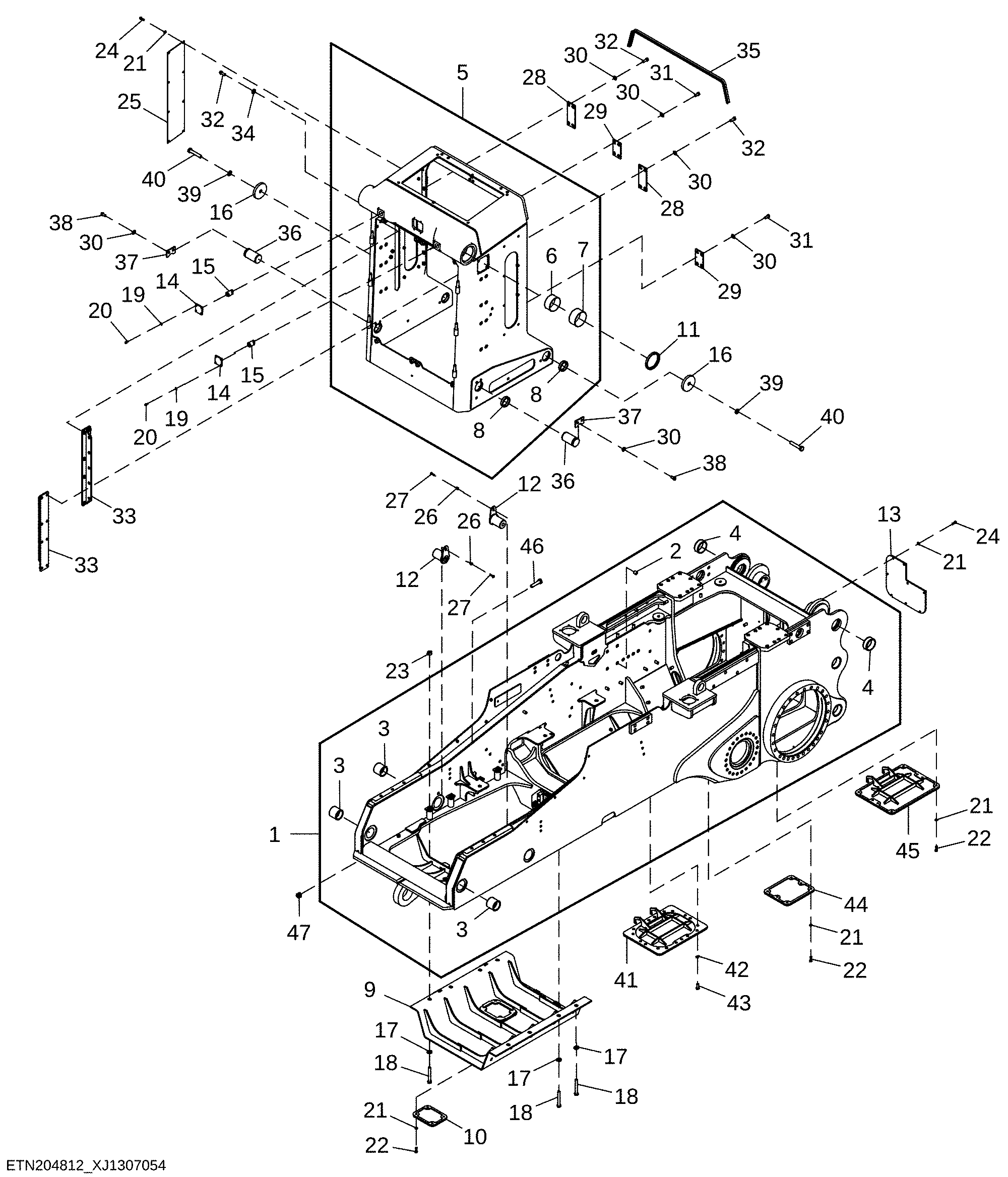 Main Frame and Bottom Guards, Waste Handler (397847 - 409641)