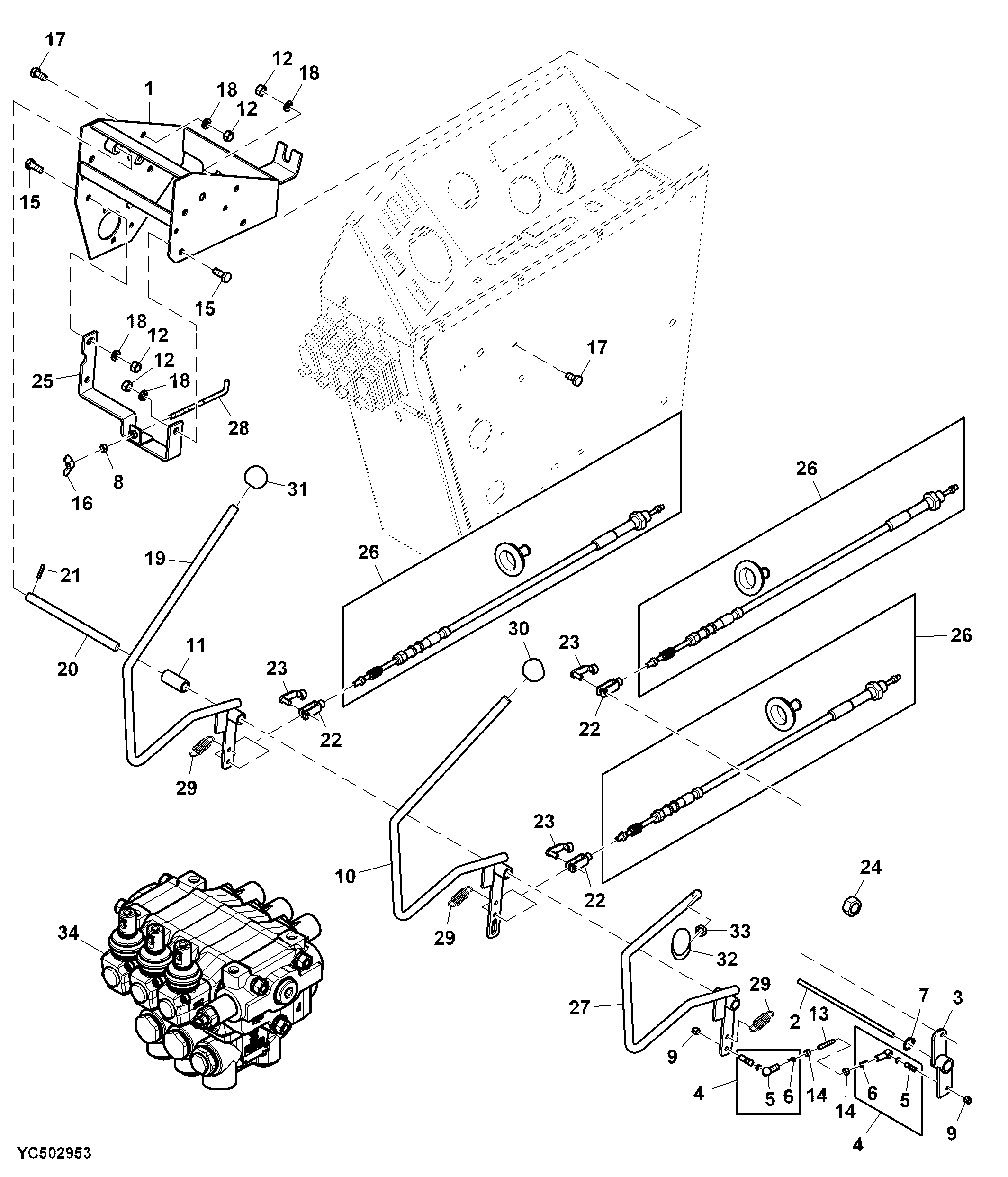 Control Levers, Operator’s Platform (100040 - )