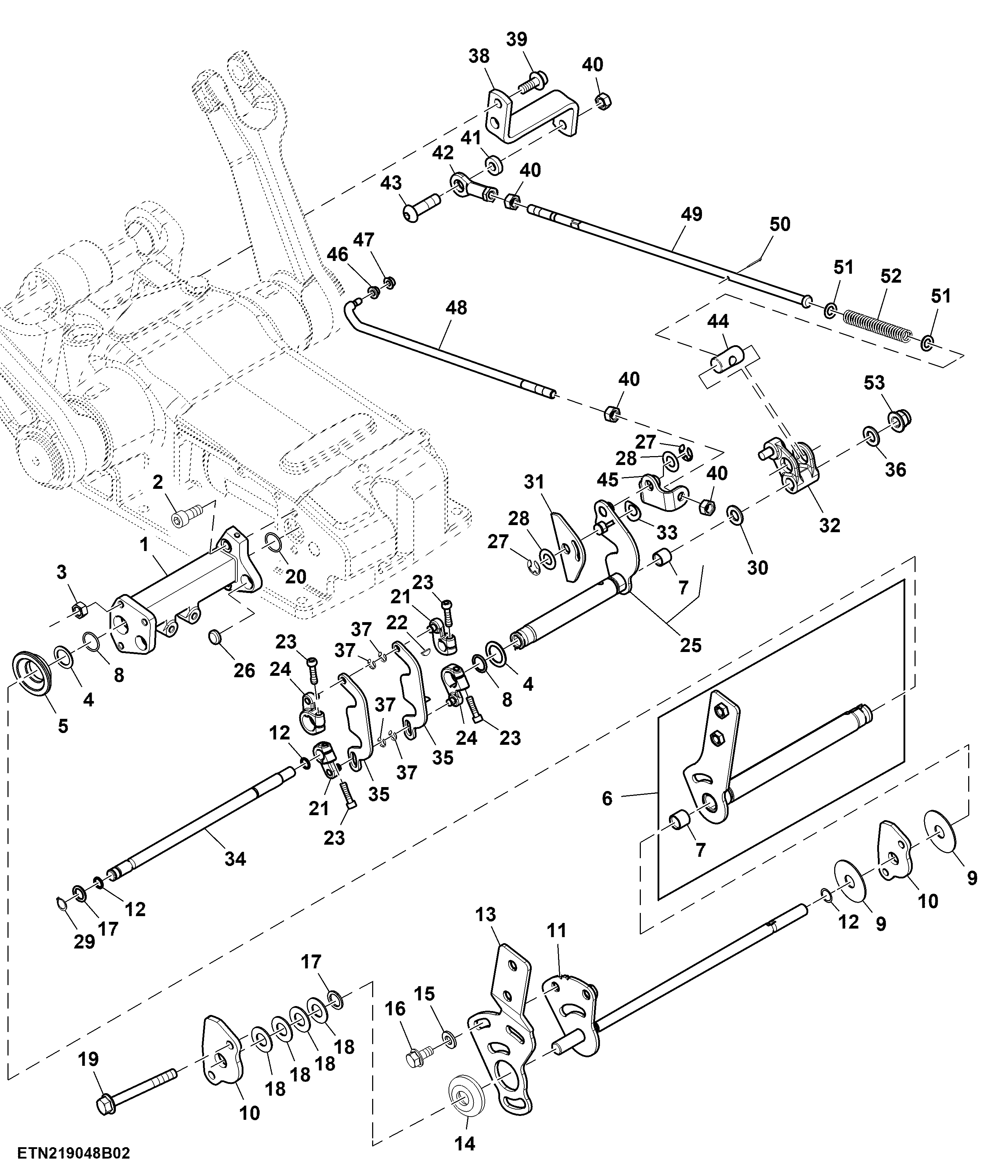 Rockshaft Control Levers and Linkages, W/O EQRL W/O ILC