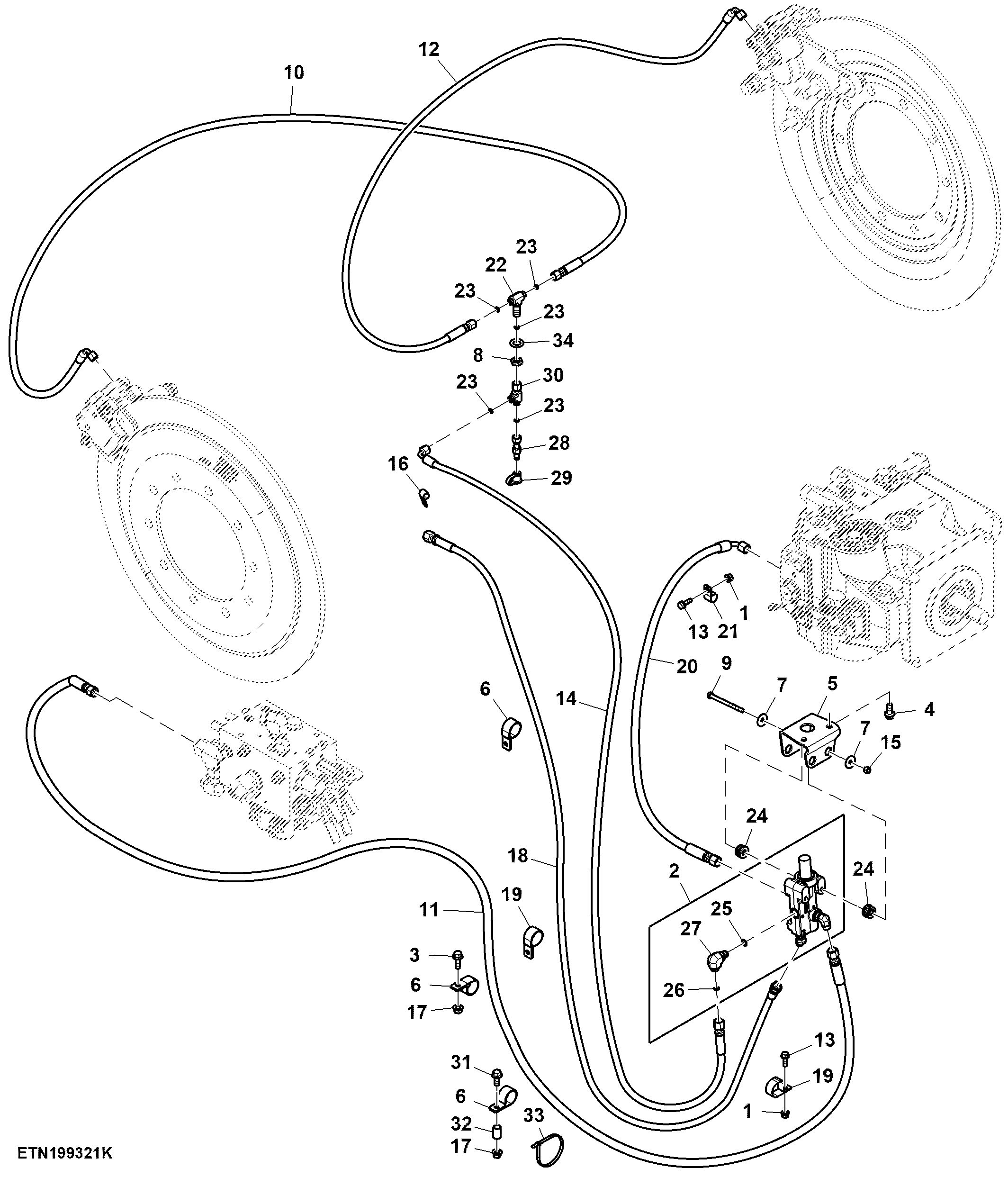 Manual Hydraulic Valve, Service Brake and Lines