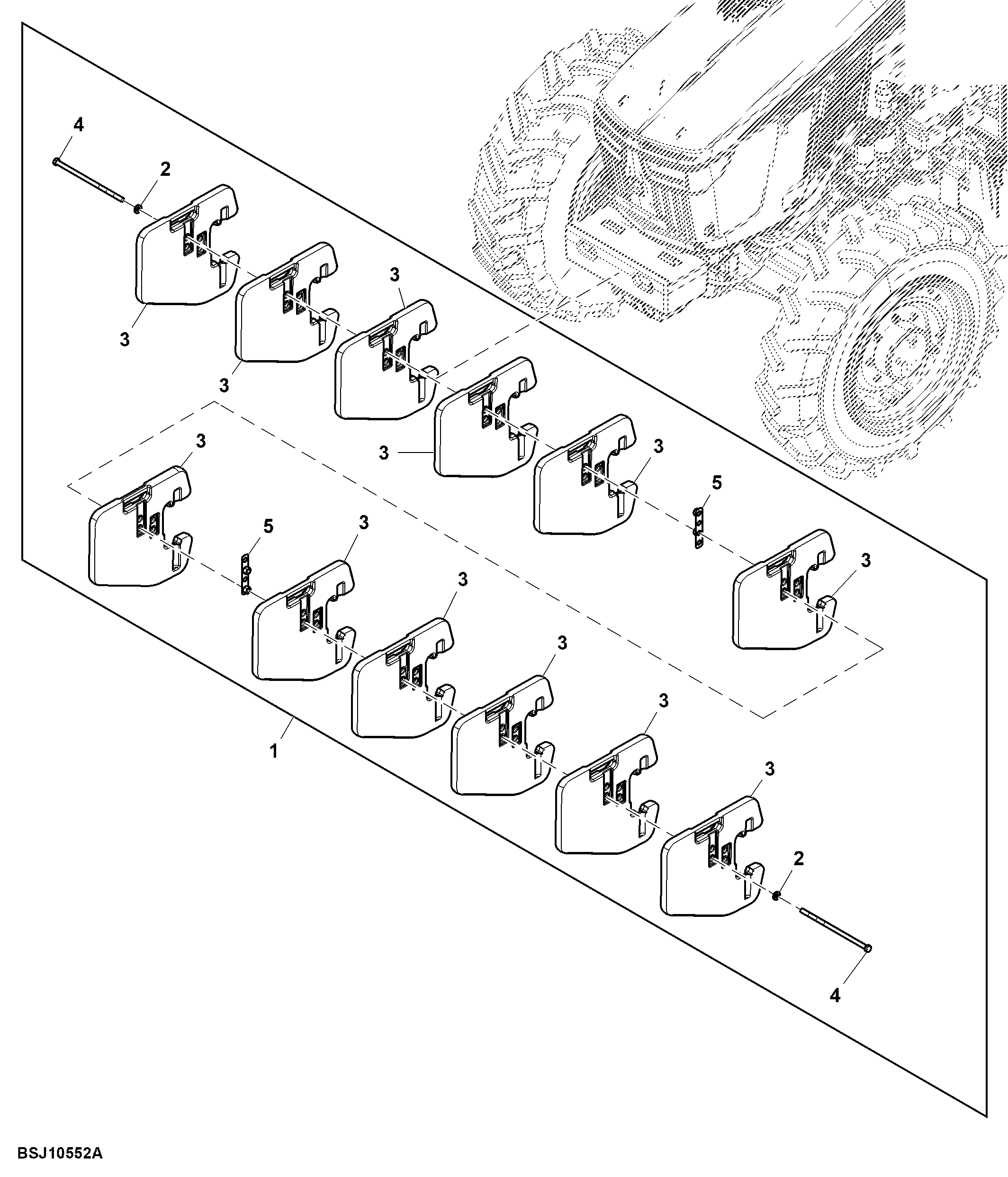 Front Counterweight, 12 QuikTach™, Attachment