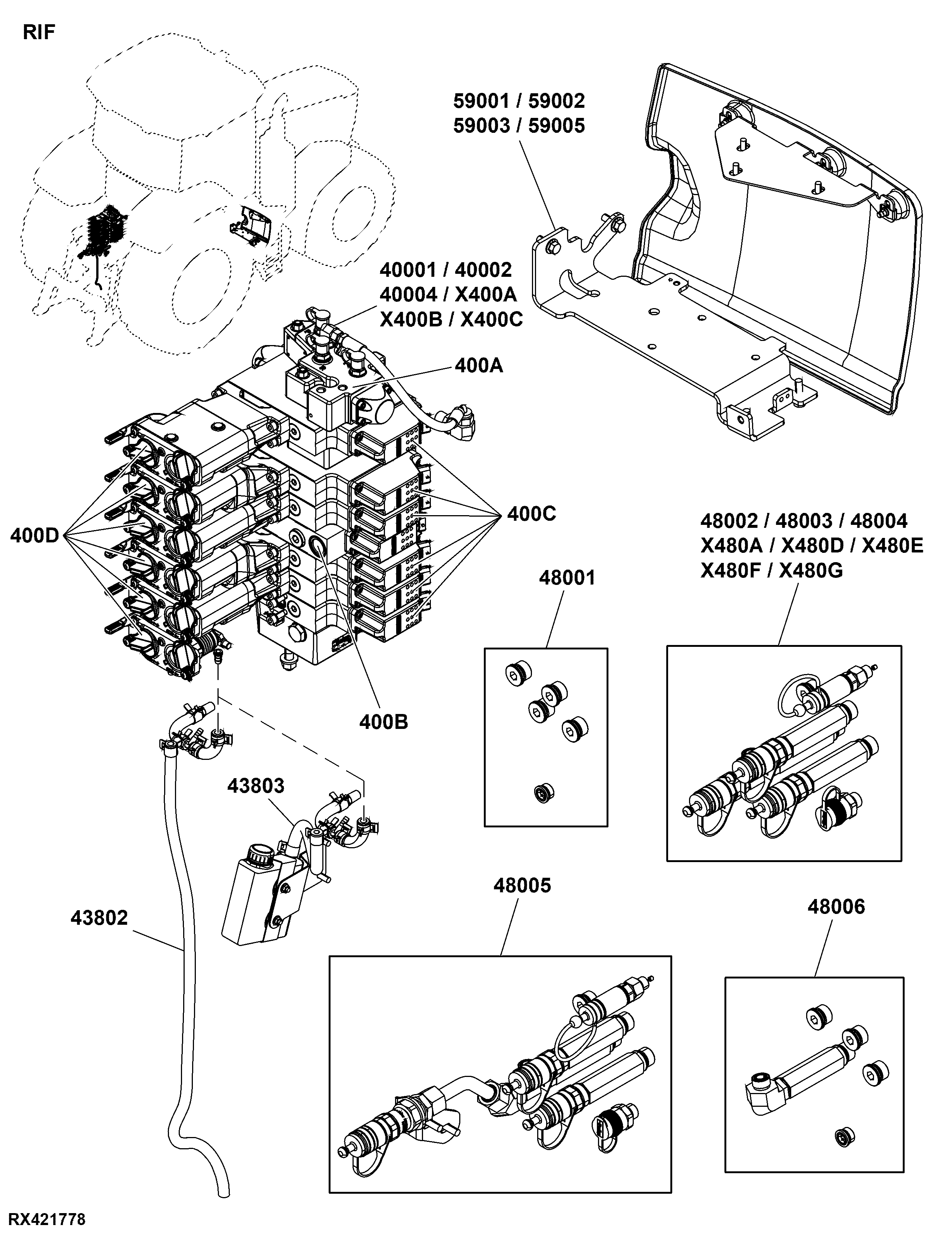 RIF Selective Control Valve and Hydraulic Couplers, Rear Implement