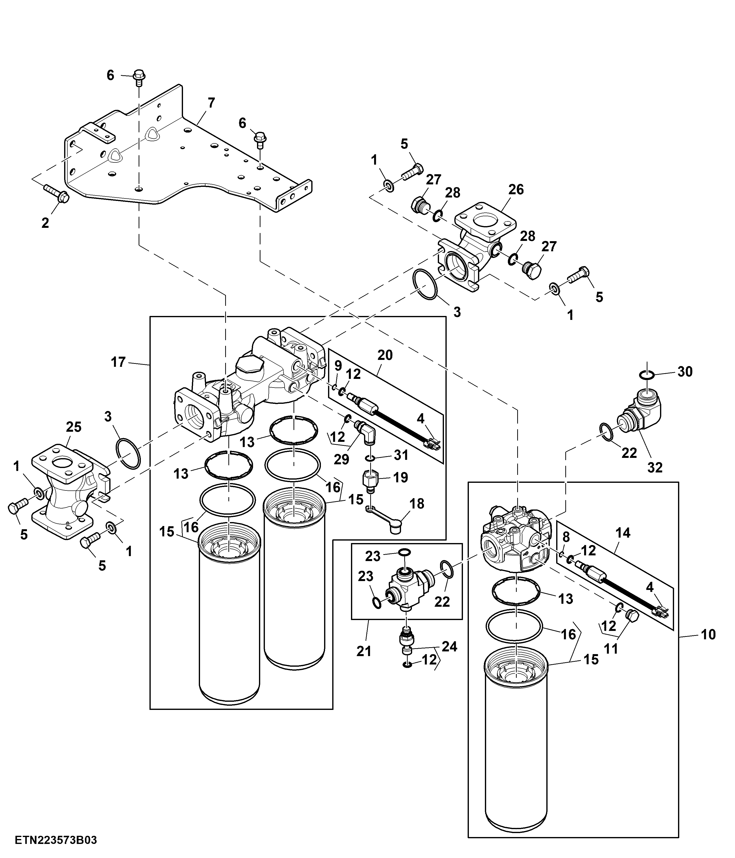 Hydraulic Filter, Standard Flow, 13.5 L Engine, Double Reduction Axle (064018 - )