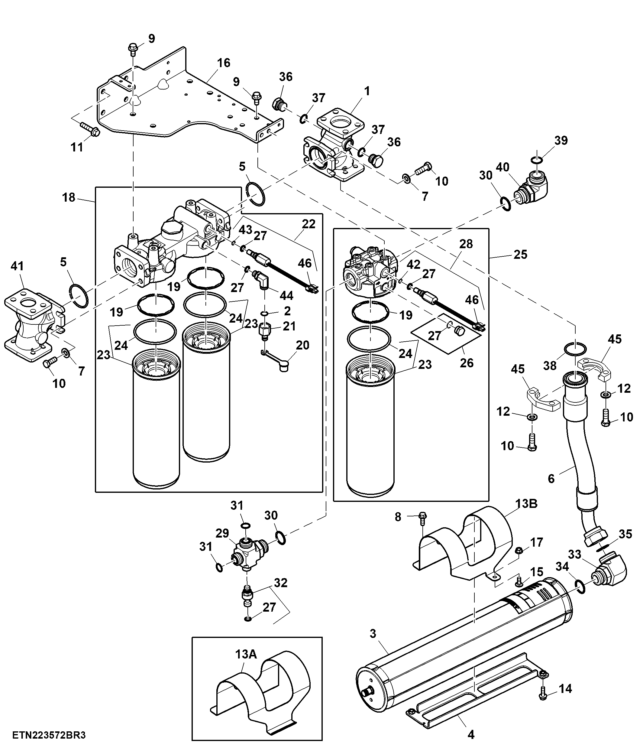Hydraulic Filter, Double Reduction Axle, 90 CC and 85 CC Pump (809003 - )
