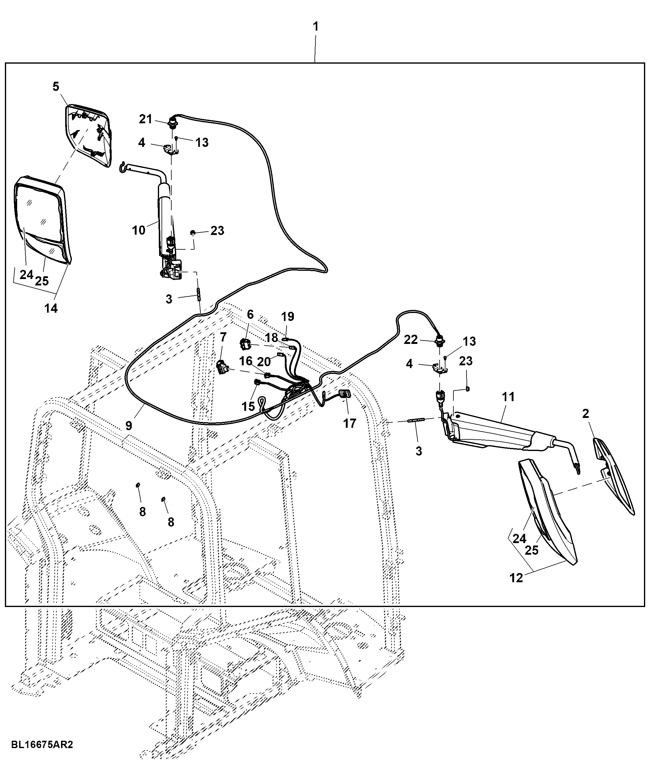 Rear-View Mirror, W/ Wide Angle, Electrical Telescopic, Electrically Adjusted, Attachment