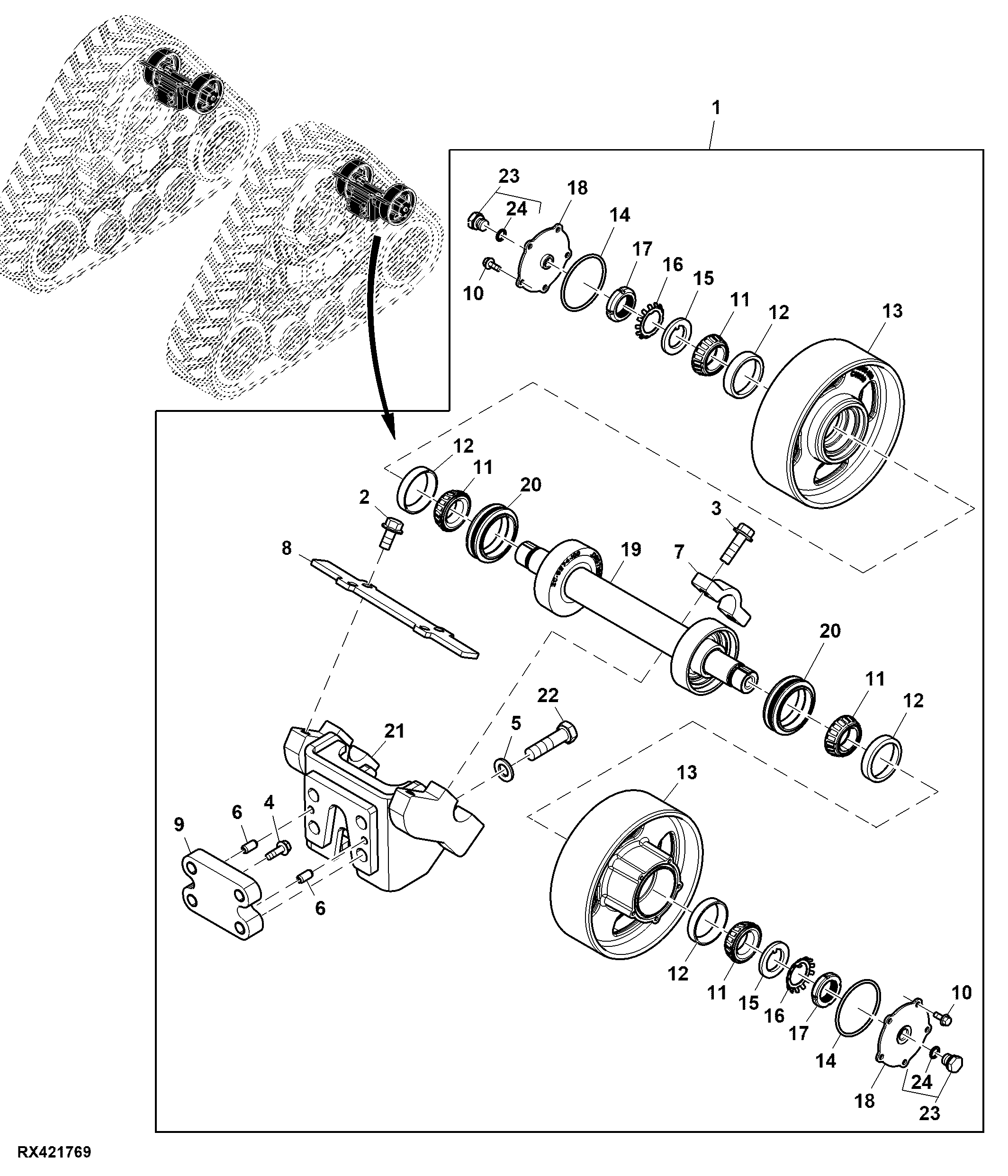 Roller Kit, Rear, Rear Track Assembly (LH Illustrated)