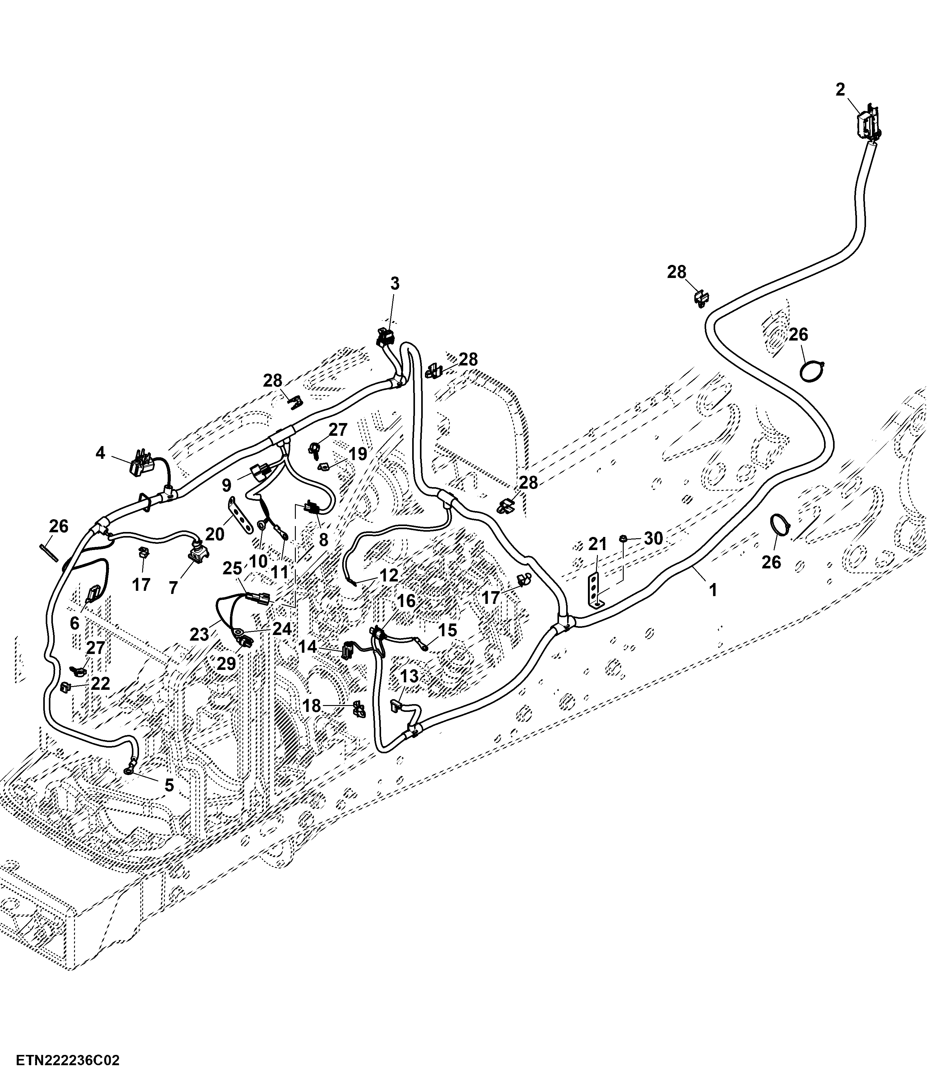 Engine Wiring Harness, W/ A/C Compressor (2/2)