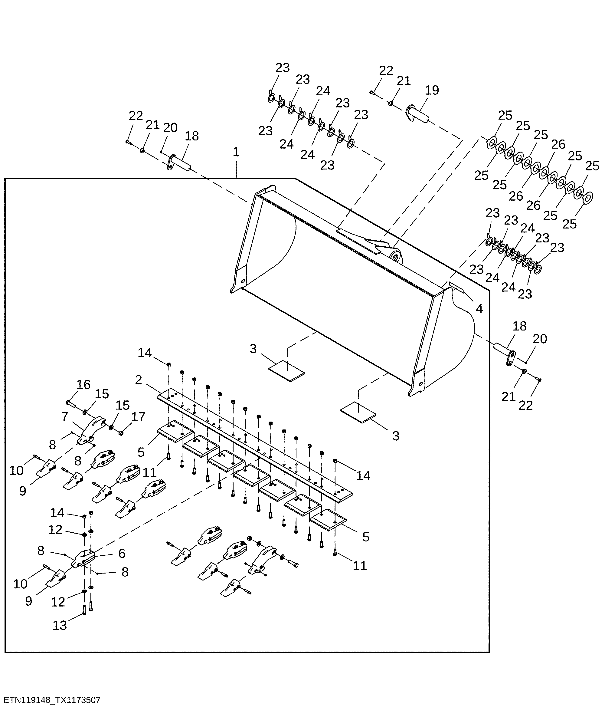Pin-On Bucket Loader 1.9 m³ (2.5 yd³) with Teeth