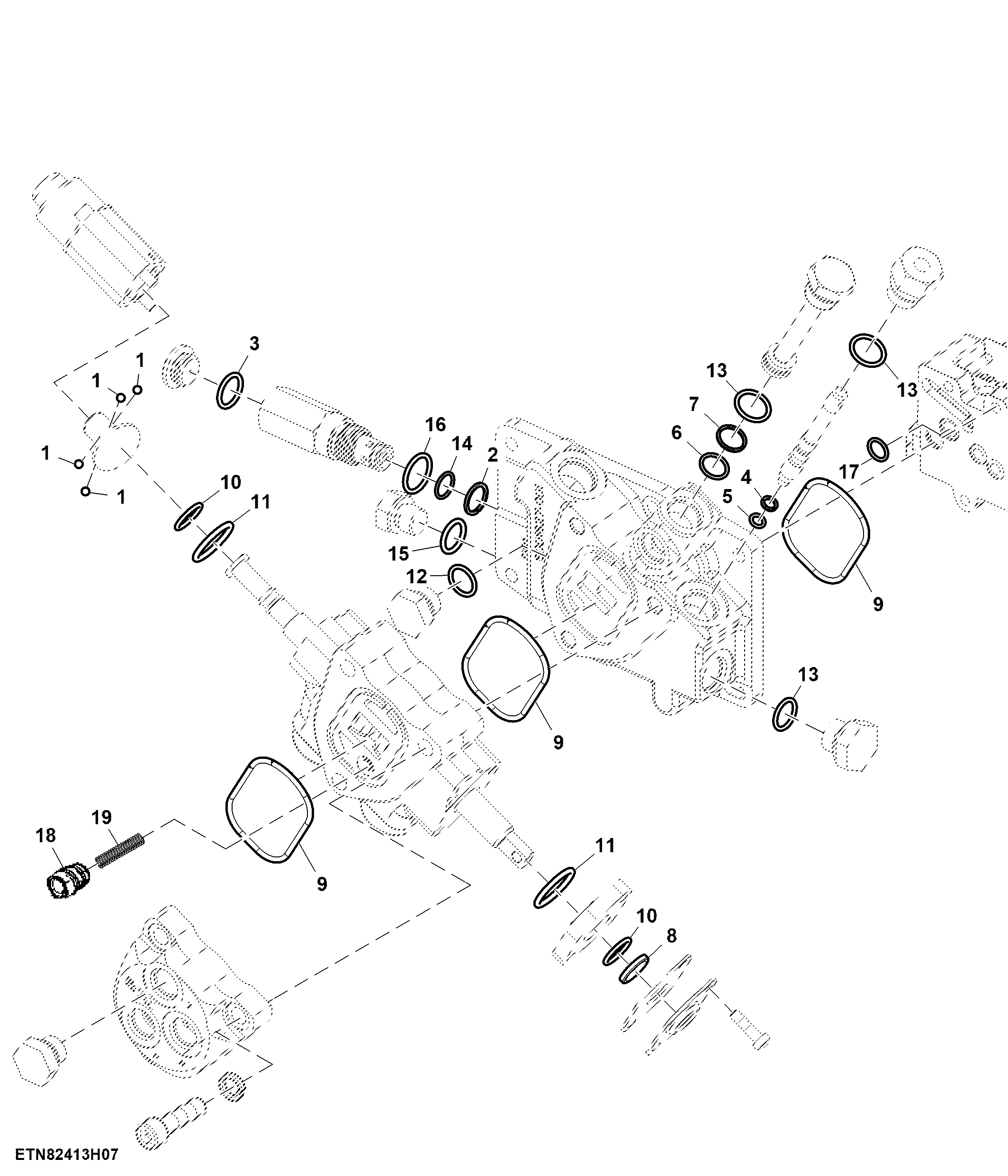 Seal Kit, Rockshaft Control Valve, W/O EQRL, W/ SCV, Reverse PTO