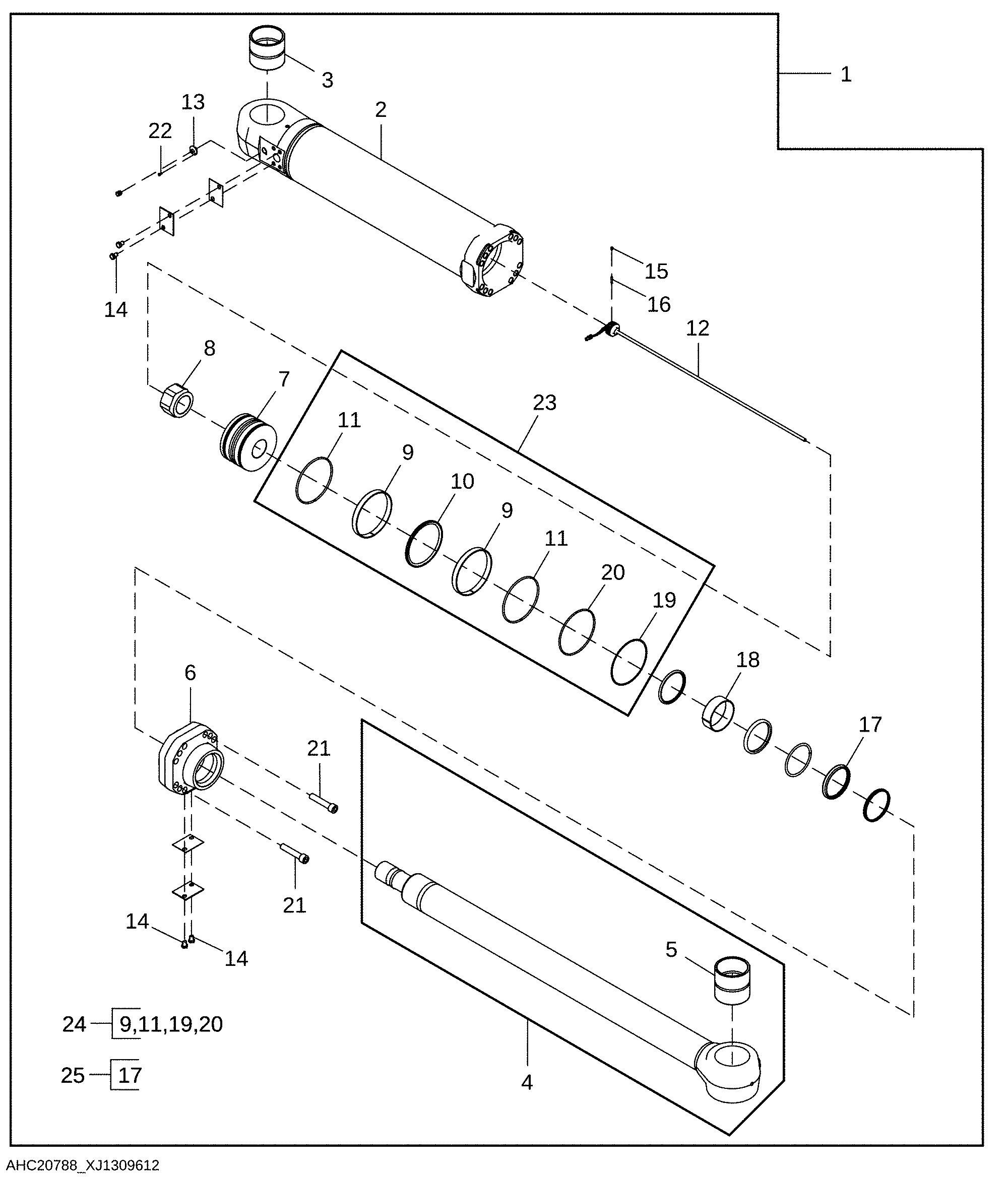 Position Sensing, Bucket Cylinder Components, High Lift, RH