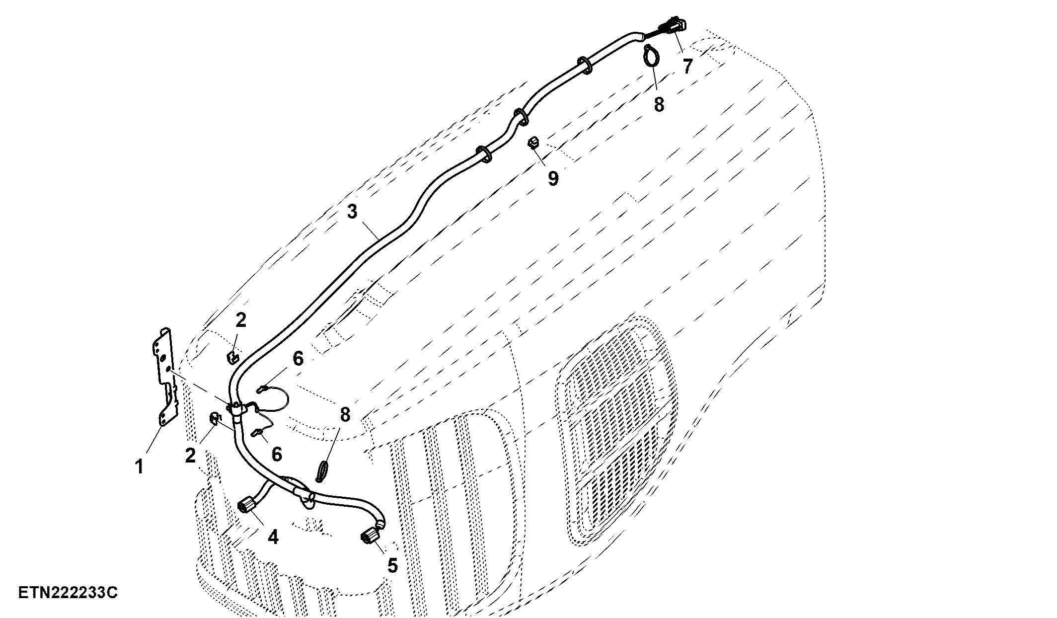 Hood Wiring Harness W/O Corner Lights ( - 009999)