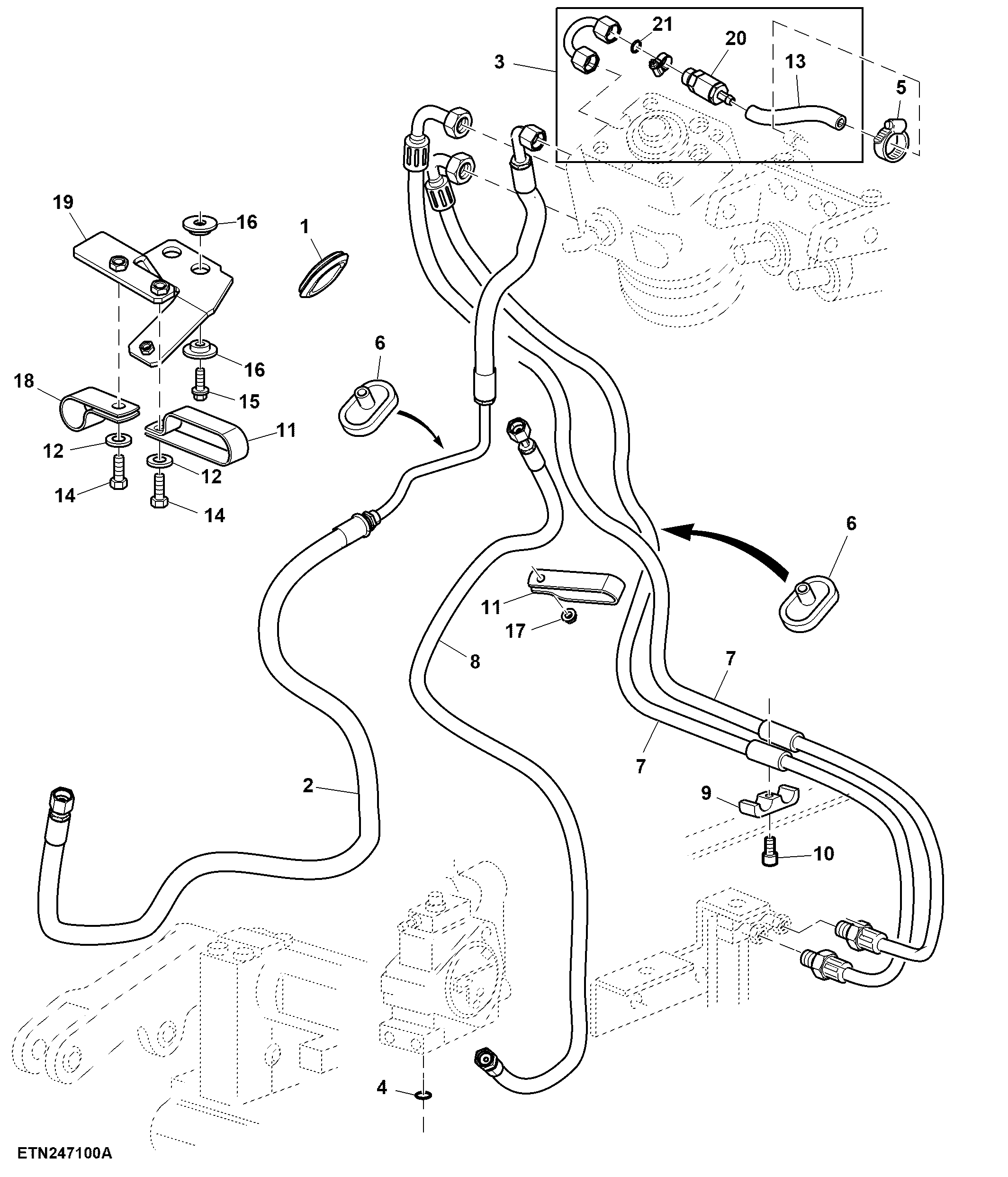Hydraulic Hoses, Steering Control Unit Input (003001 - )