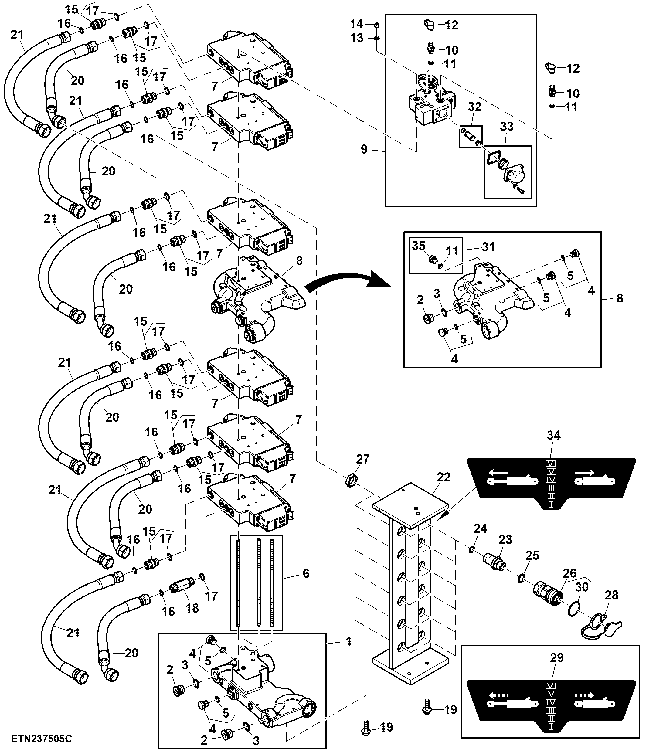 Selective Control Valve, W/O Hitch, 6 Rear SCV, High Flow, Double Reduction Axle (For Scraper) (809483 - )