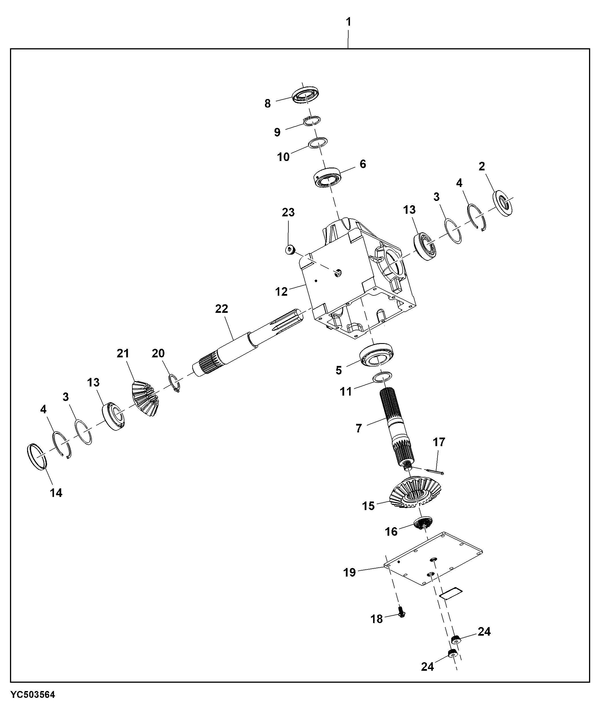 Cylinder Tine Separator Module Gear Box, RH (020117 - )