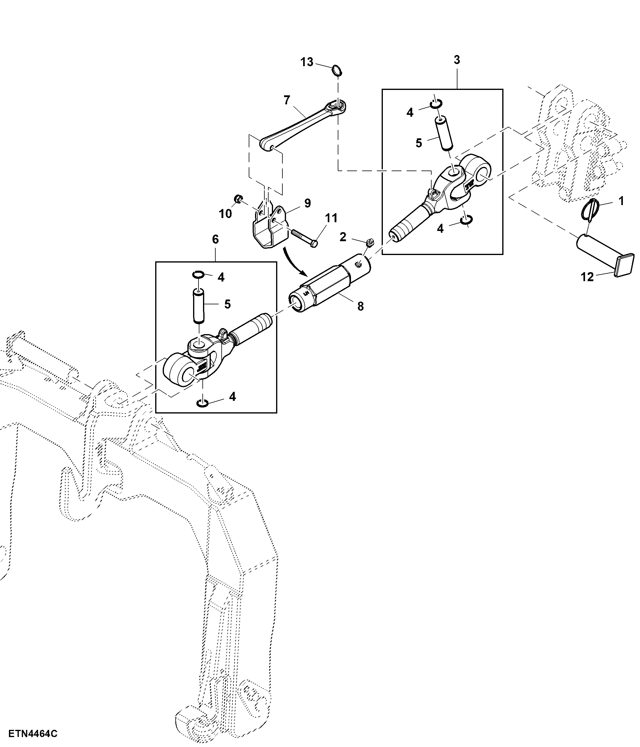 Center Link, Standard, Hitch W/ Quick Coupler, Category 3/4N