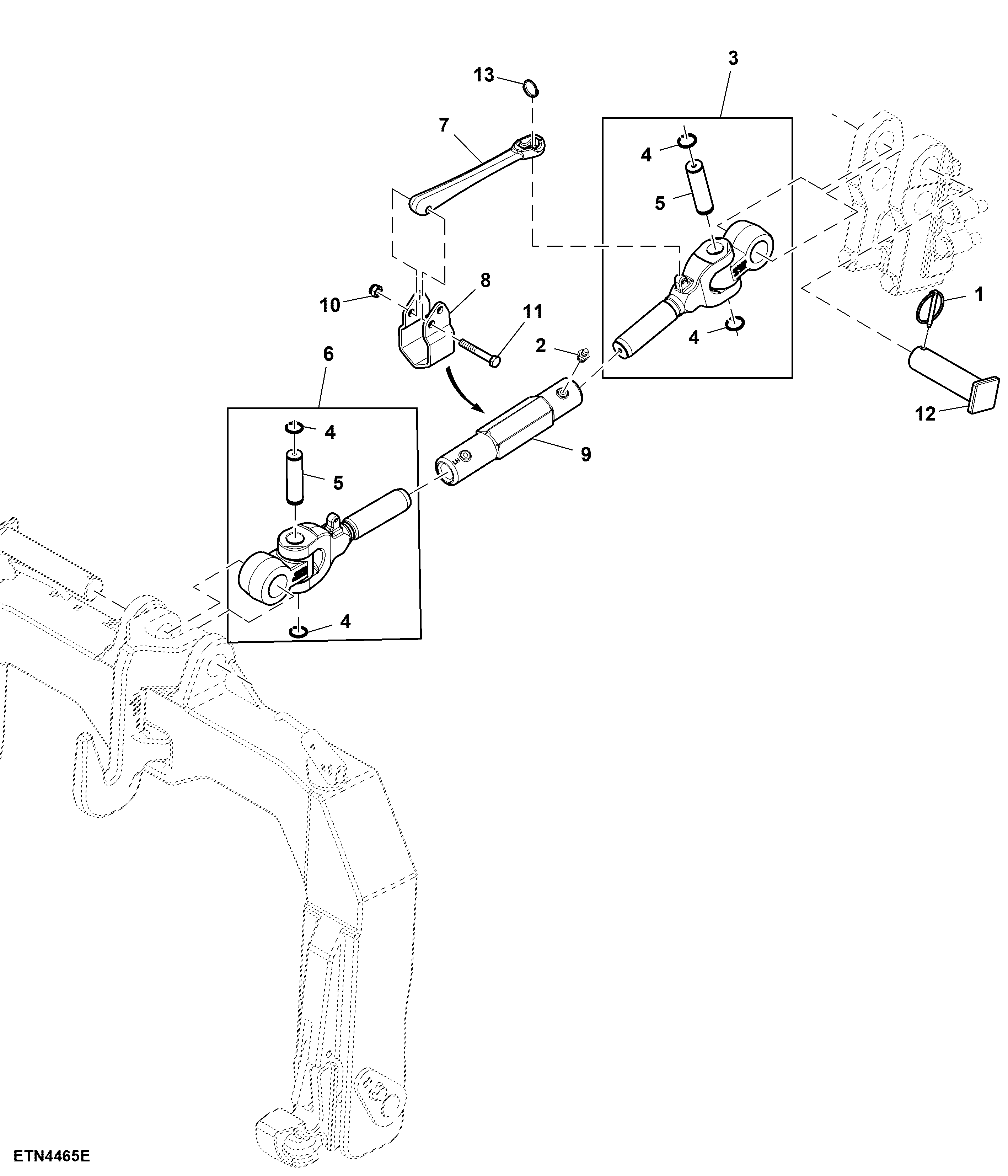 Center Link, Standard, Hitch W/ Hook Ends, Category 3/4N