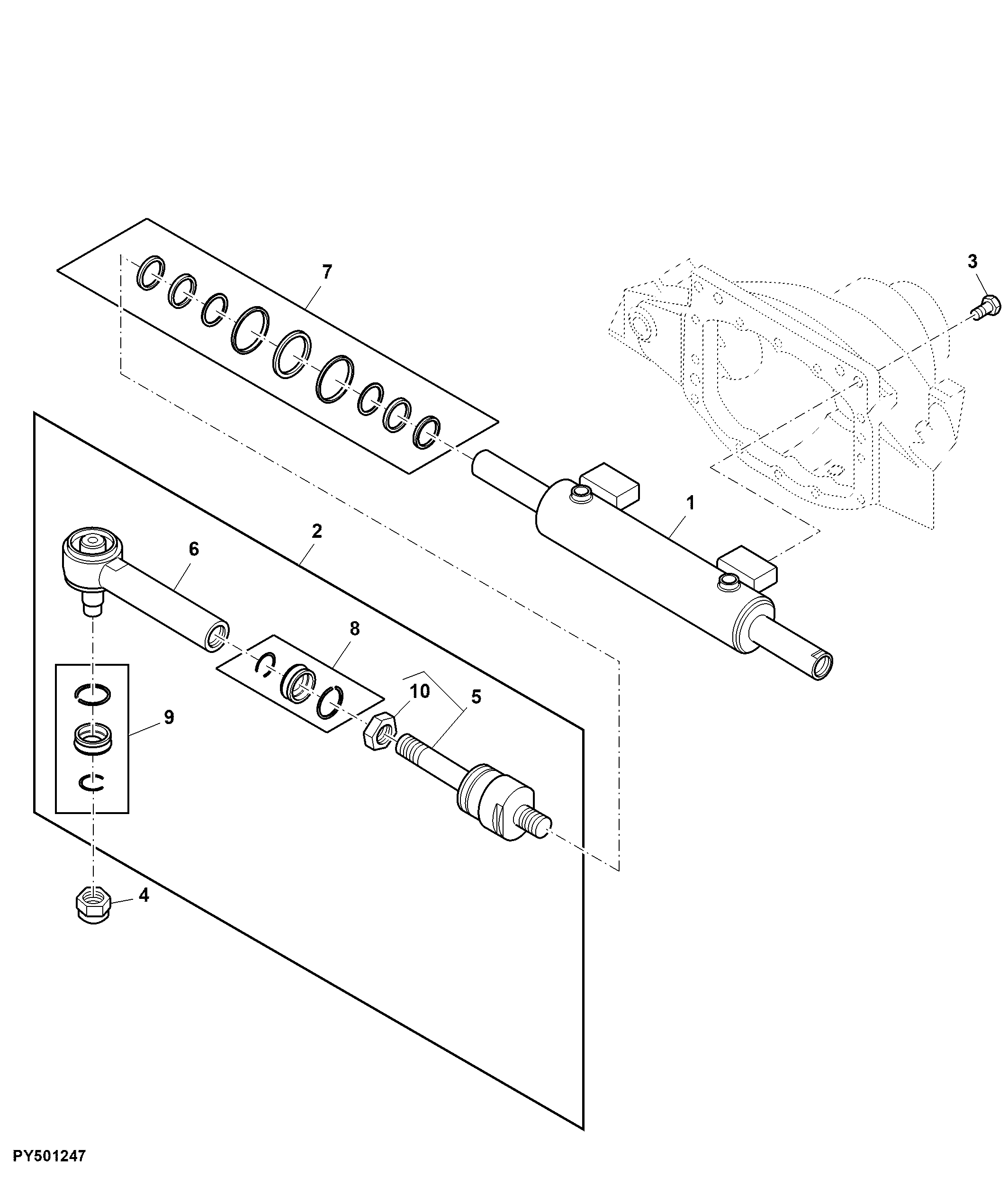 Tie Rods and Steering Cylinder, Front Axle, MFWD, DANA - DEWAS