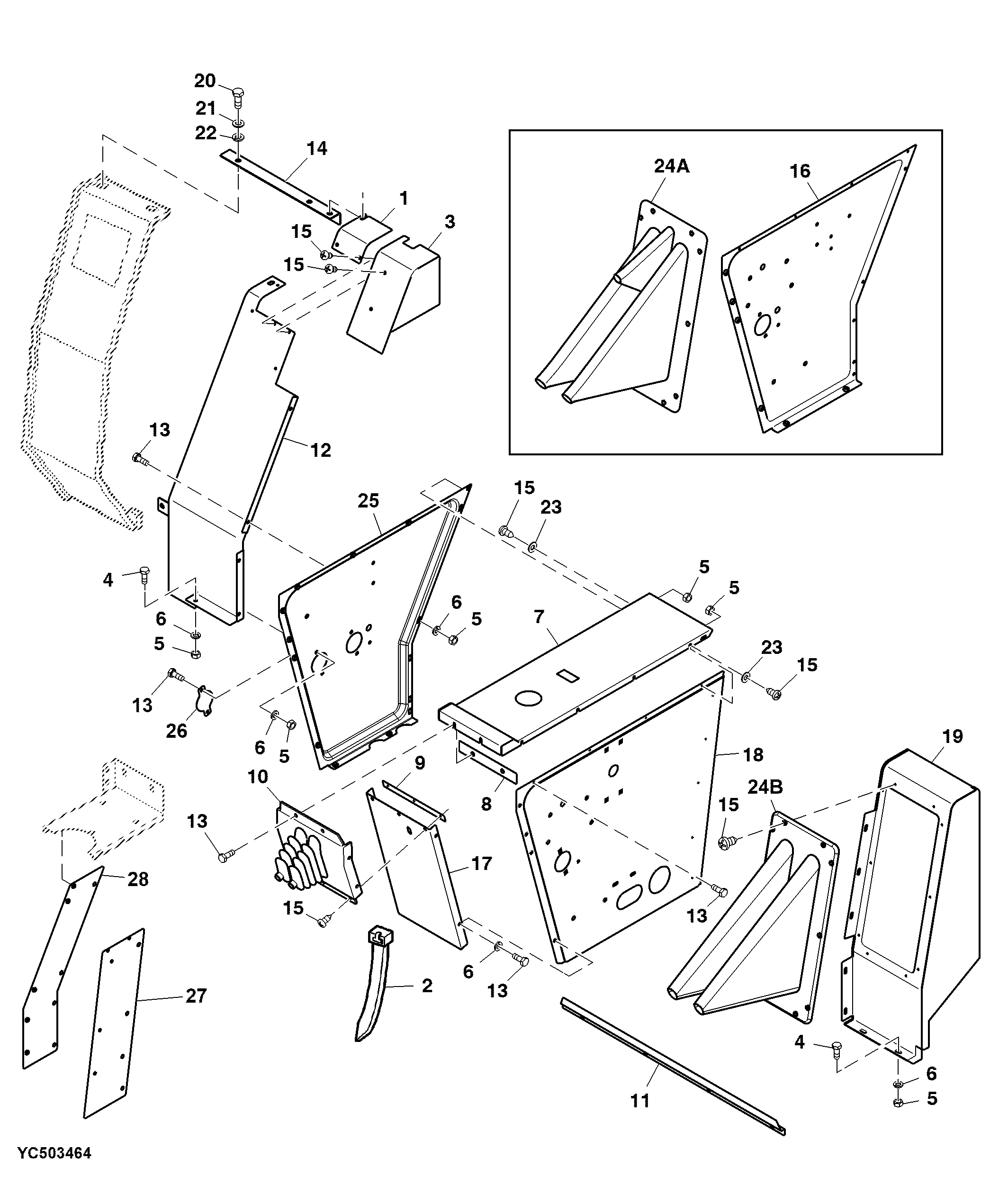 Shift Console, Covers, RH, Hydro Drive (Optional)