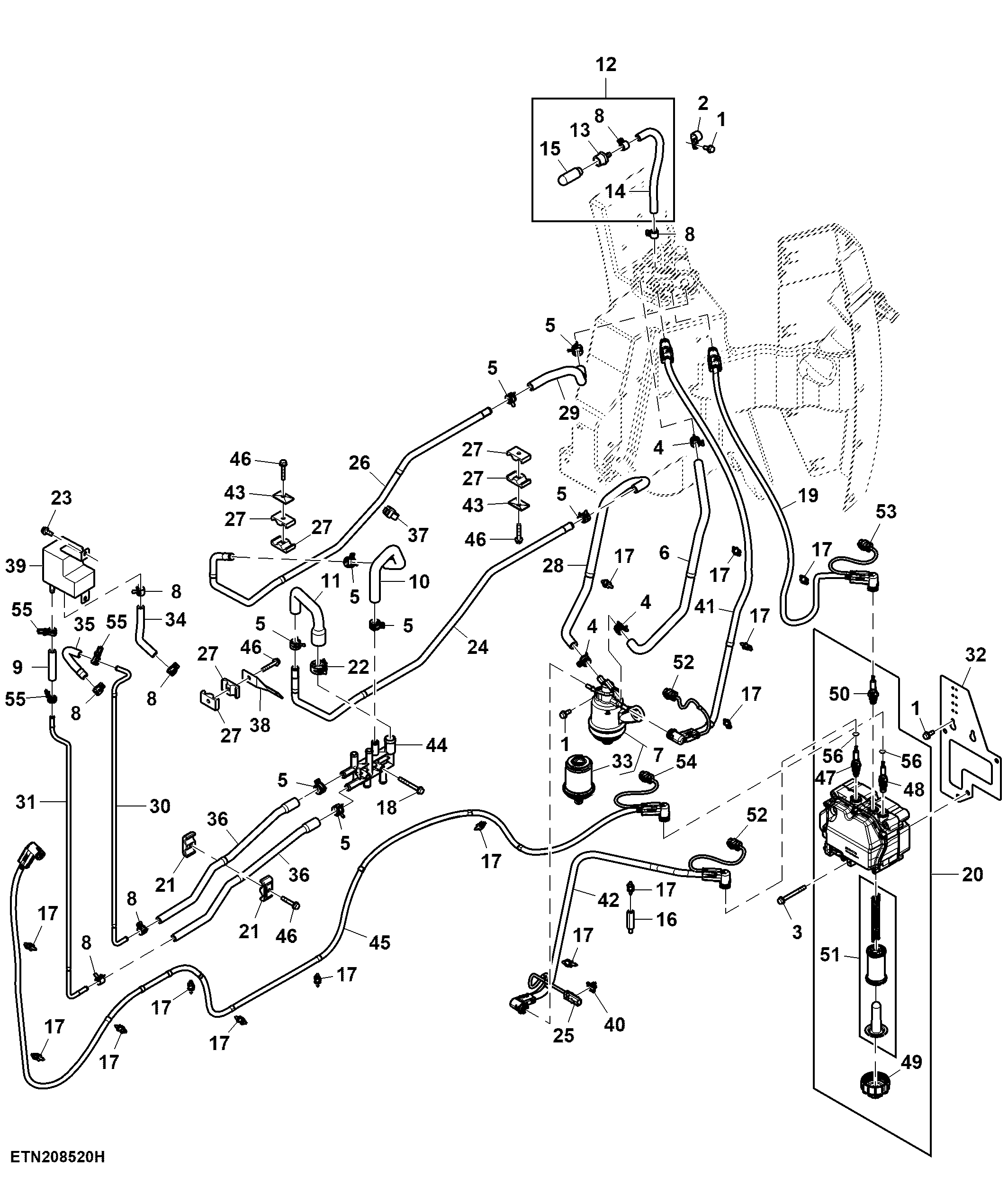 DEF Lines and Pump, Size 5, FT4/ Stage 5 Engine ( - 804000)