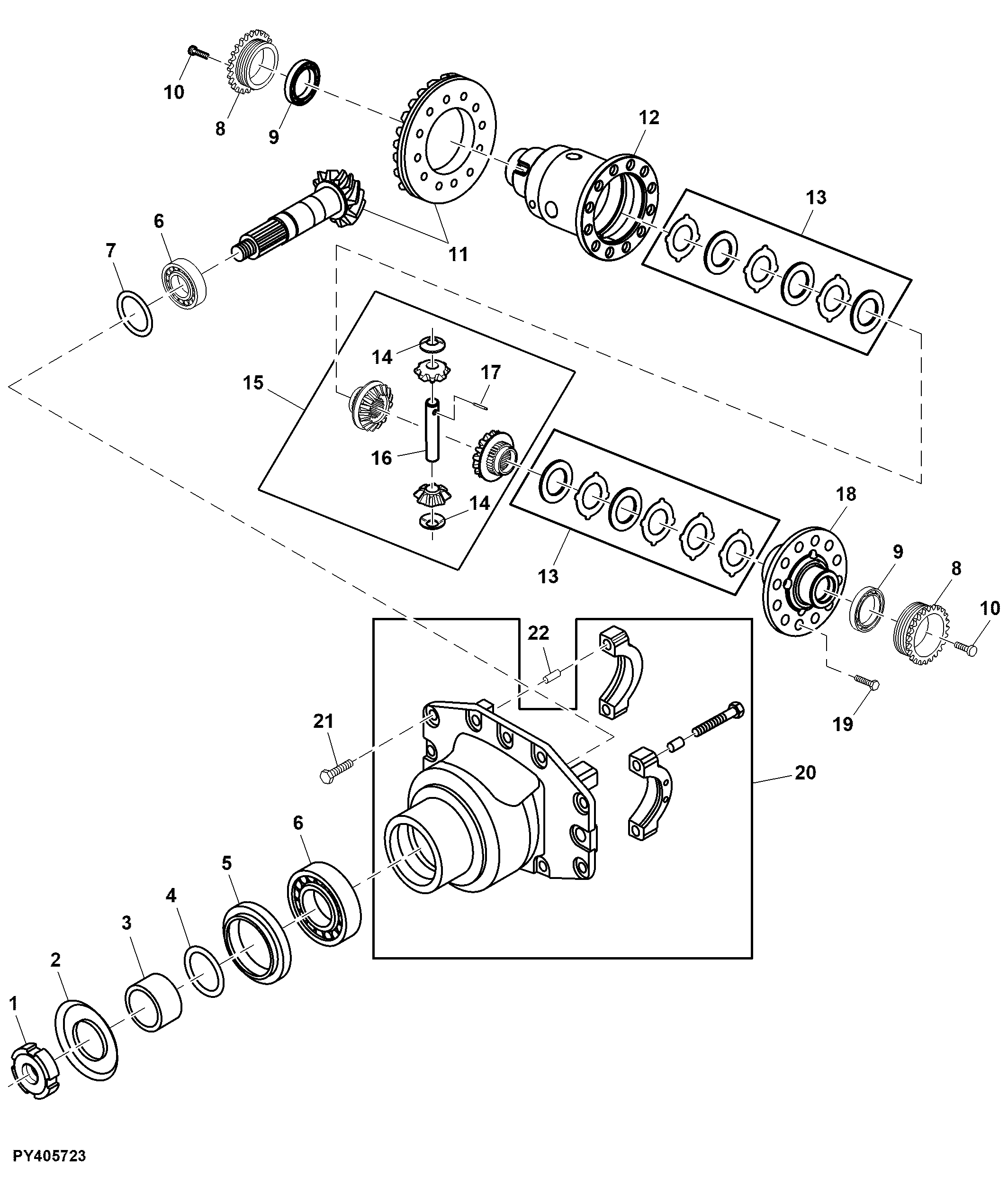 Differential, Front Axle, MFWD, DANA - DEWAS