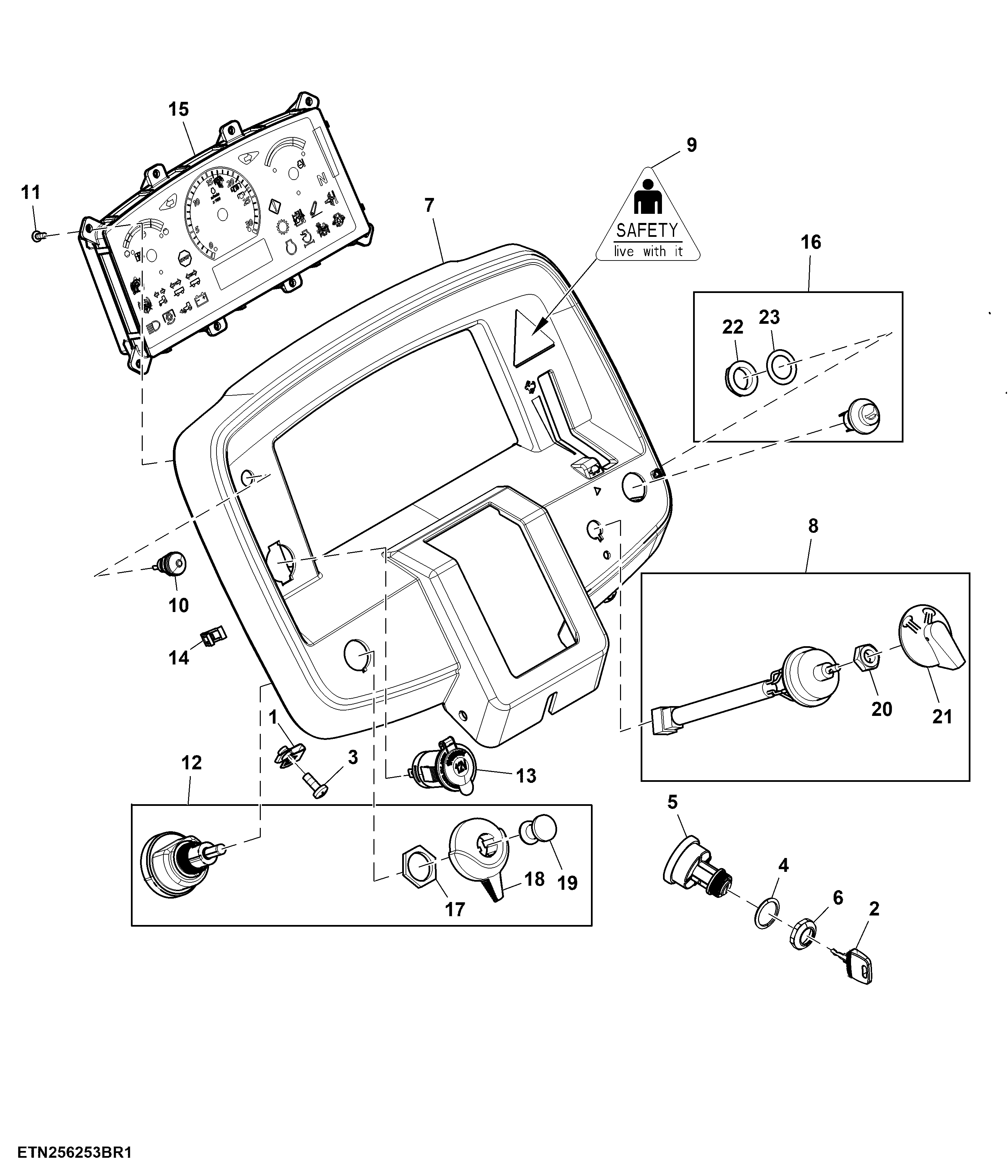 Instrument Cluster, Non Telematics, 12X4, W/ Tiltable Steering Column