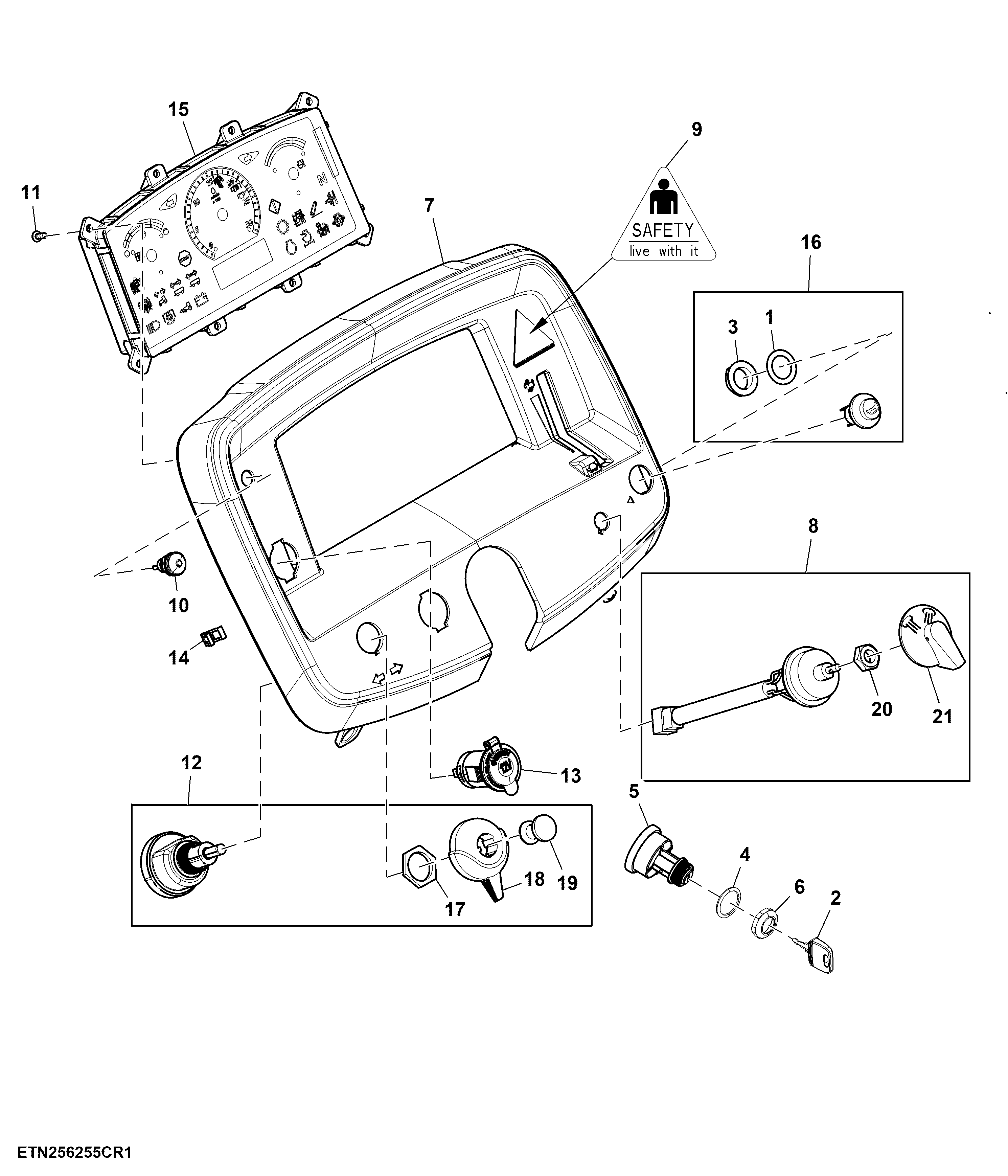 Instrument Cluster, Non Telematics, 12X4, W/ Fixed Steering Column