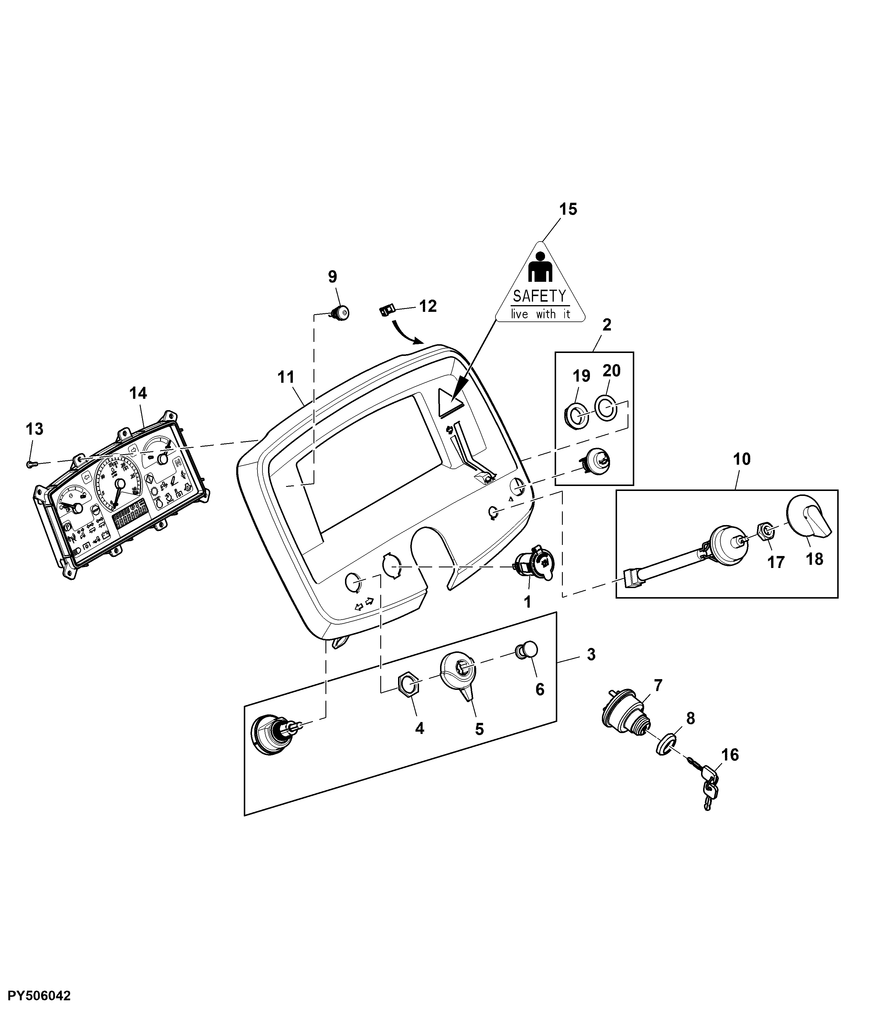 Instrument Cluster, Telematics, Base, Inline, South, 2100 RPM