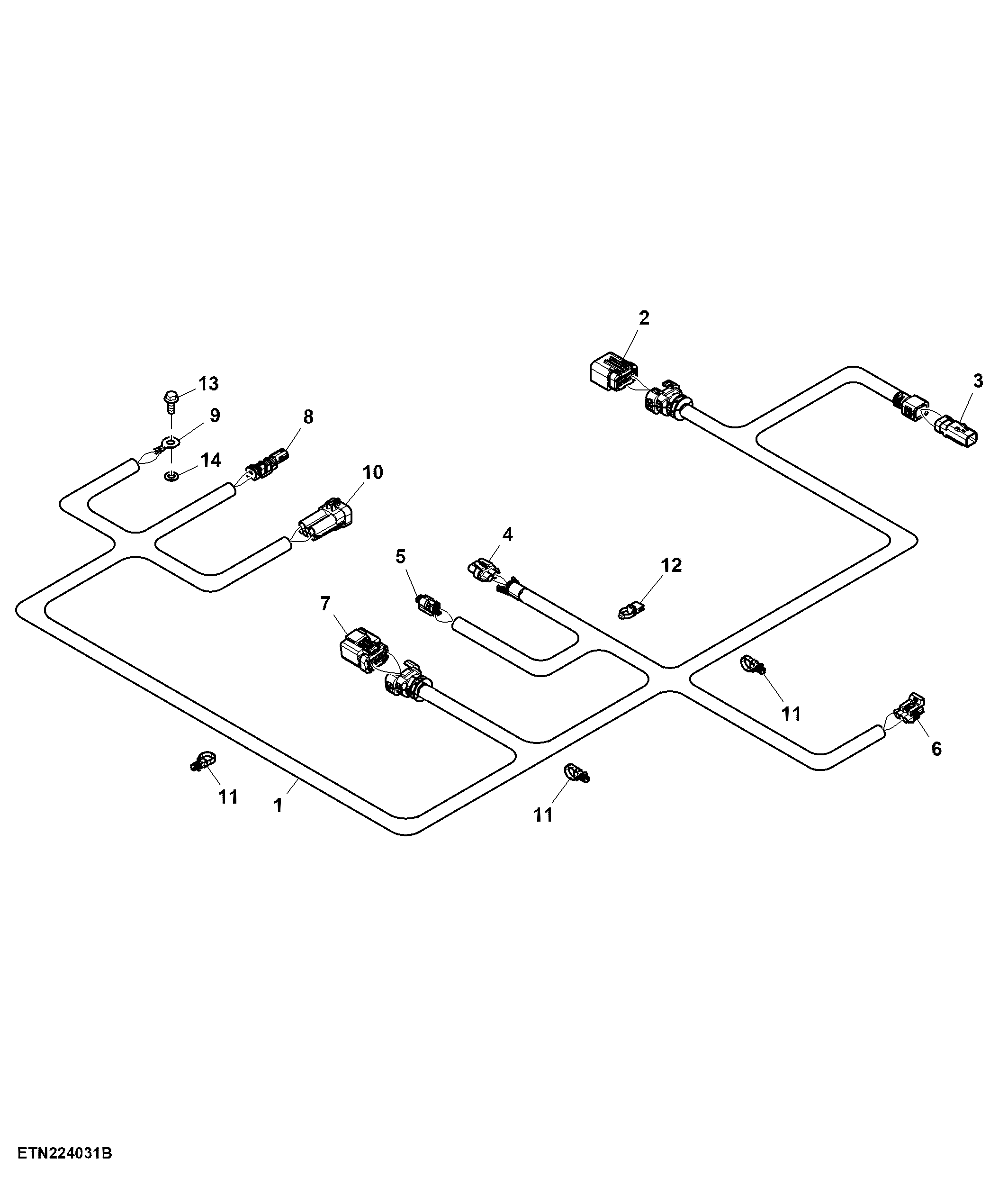 Wiring Harness, Unloading Auger, Folding, 9.4 m (31 ft)