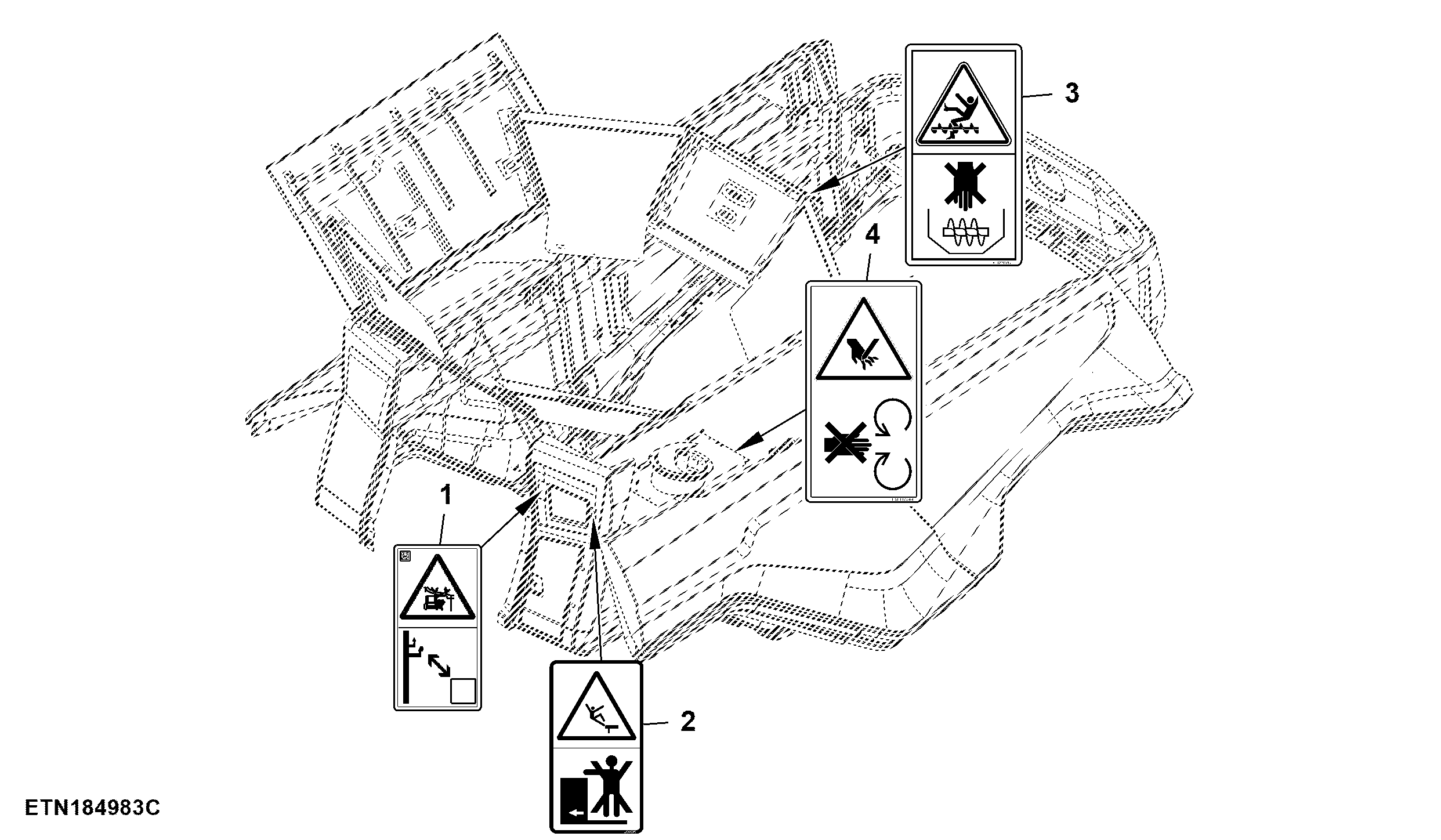Safety Decals, Text Free, Grain Tank
